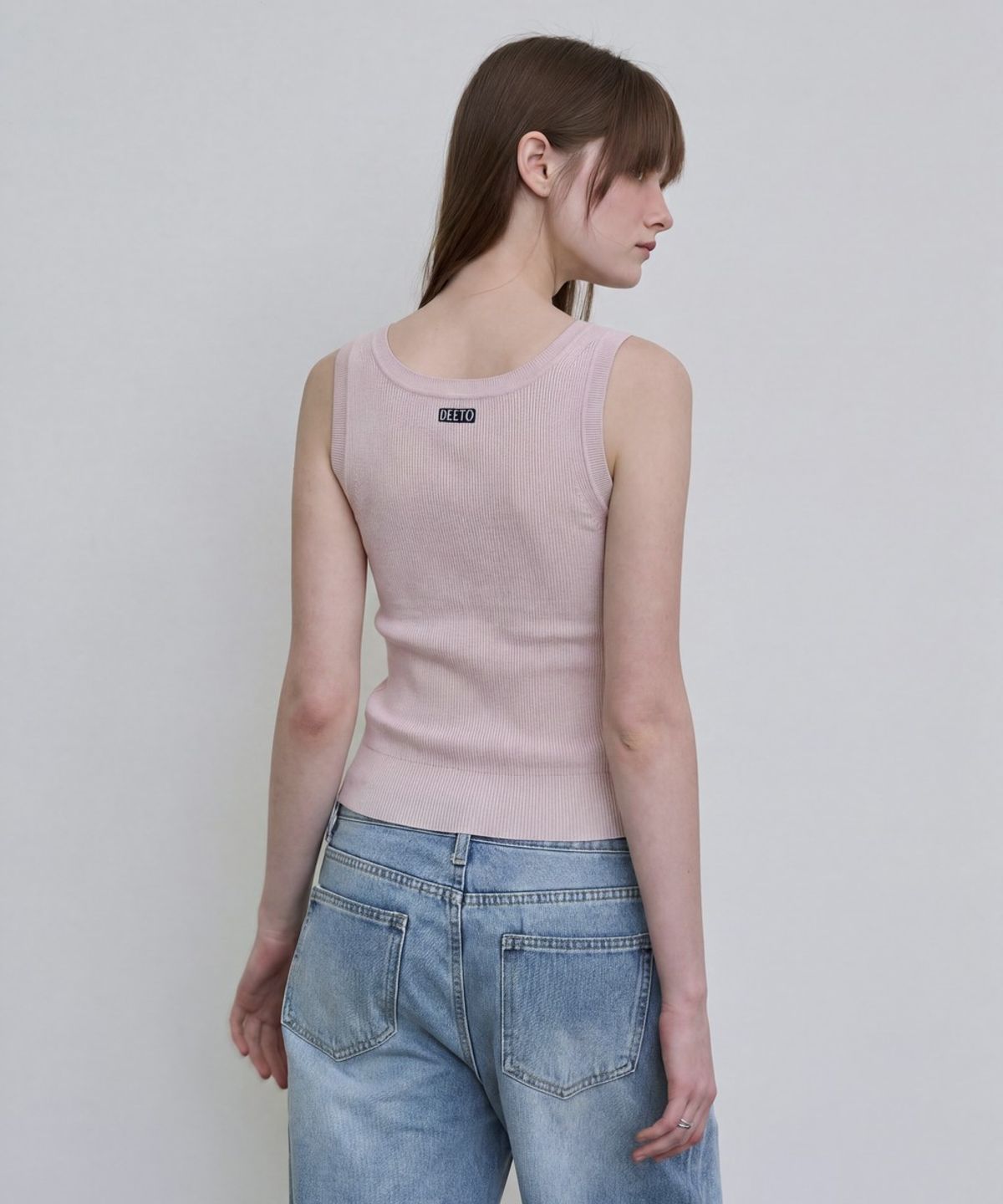 디에토(DEETO) Basic Ribbed Tank Top [L/PINK]