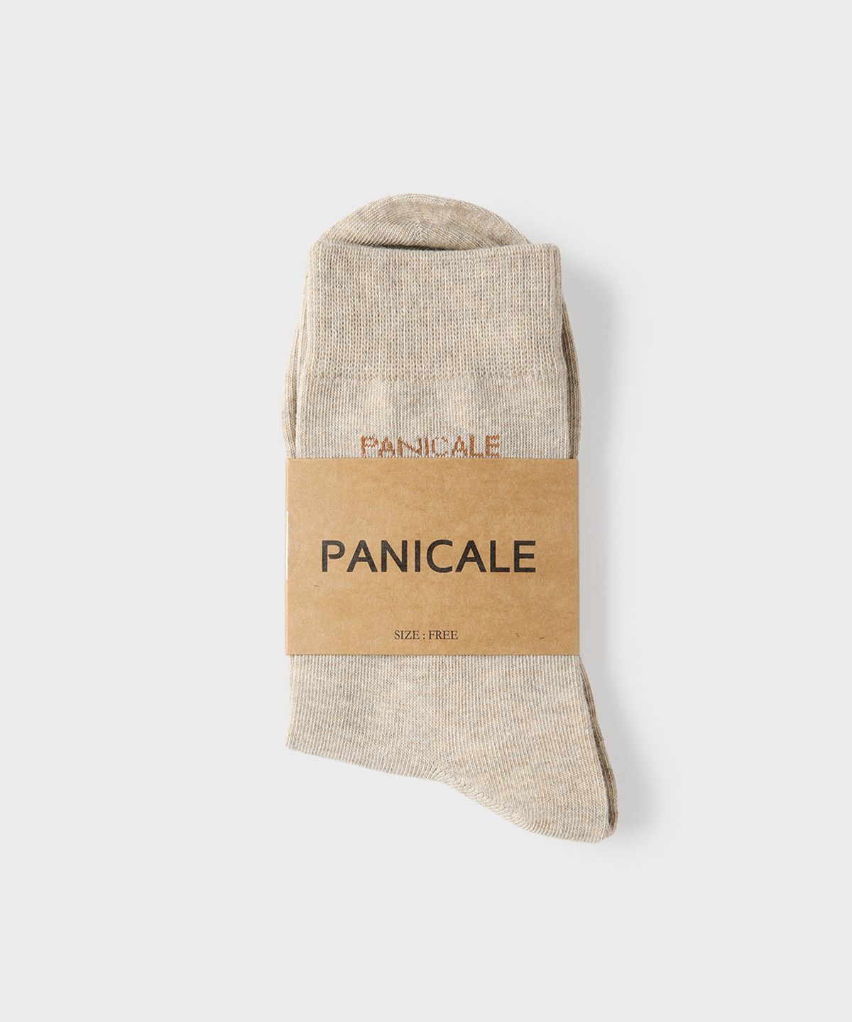빠니깔레(PANICALE) 멜란지베이지 로고 크루 삭스