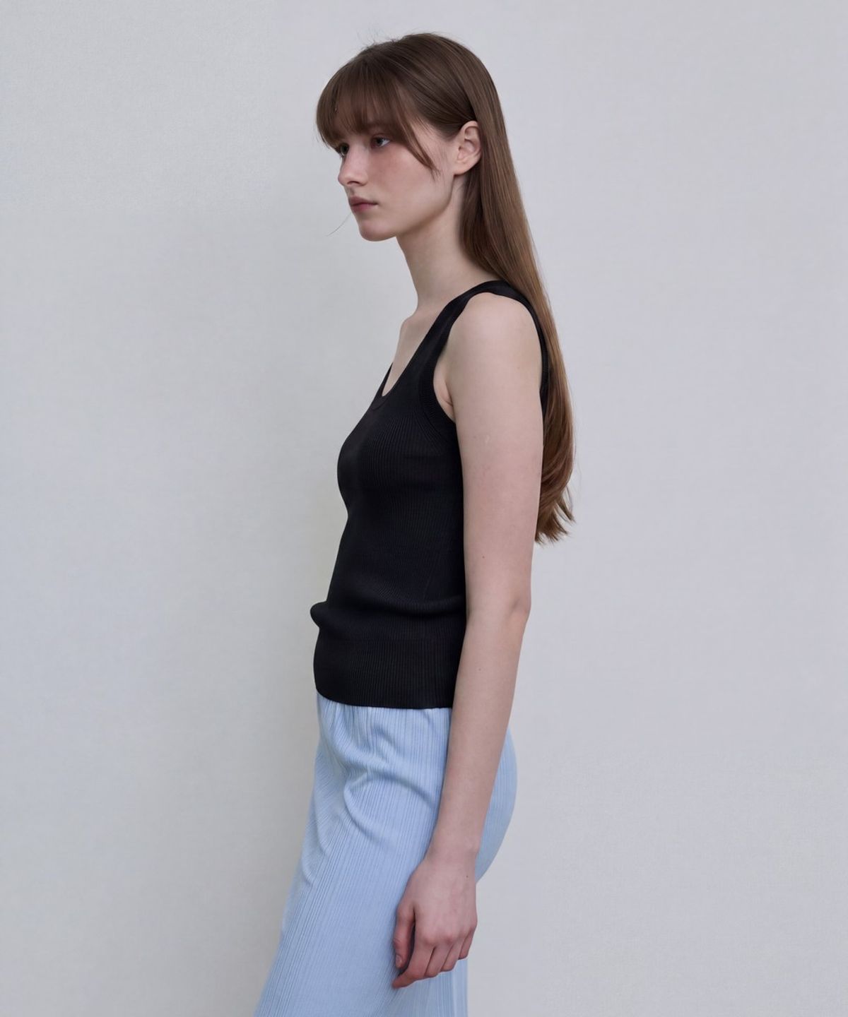 디에토(DEETO) Basic Ribbed Tank Top [BLACK]