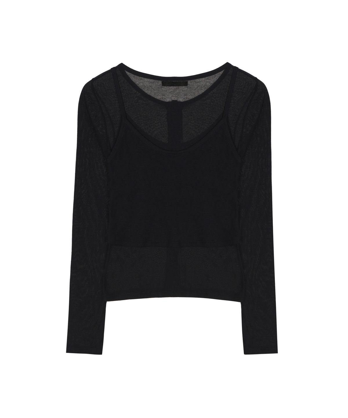 닉앤니콜(NICK&NICOLE) HENLEY NECK LAYERED SLEEVE TOP_BLACK