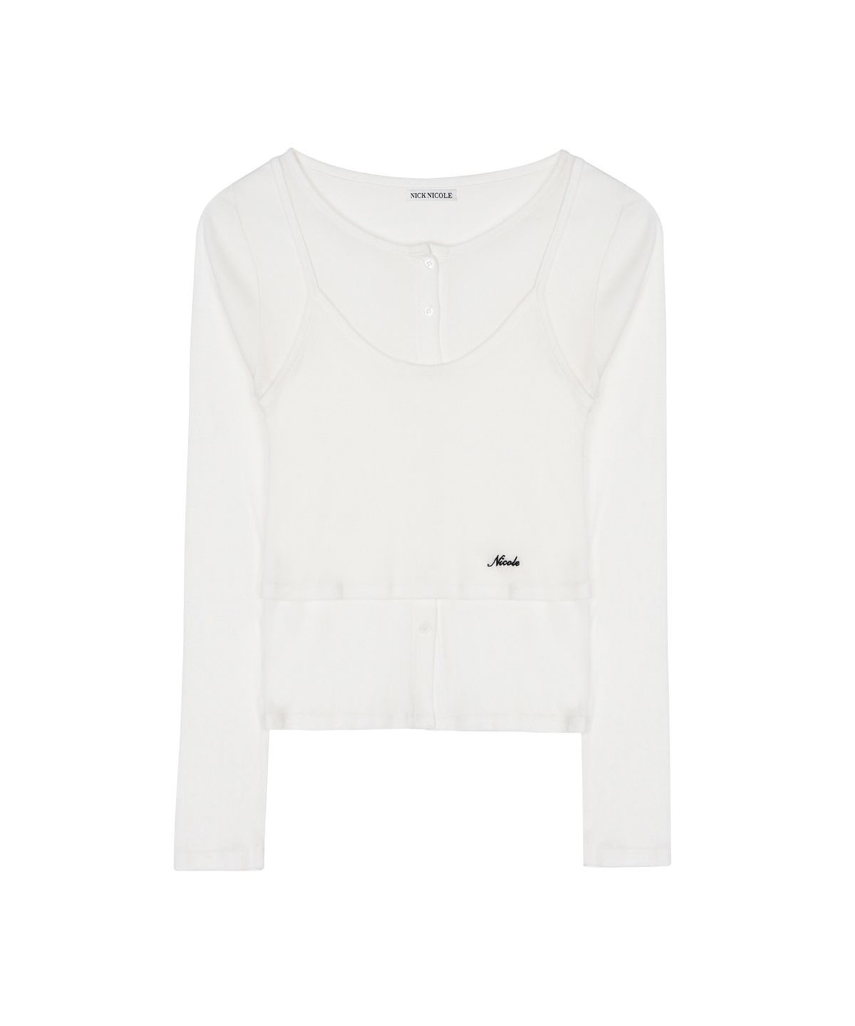 닉앤니콜(NICK&NICOLE) HENLEY NECK LAYERED SLEEVE TOP_IVORY