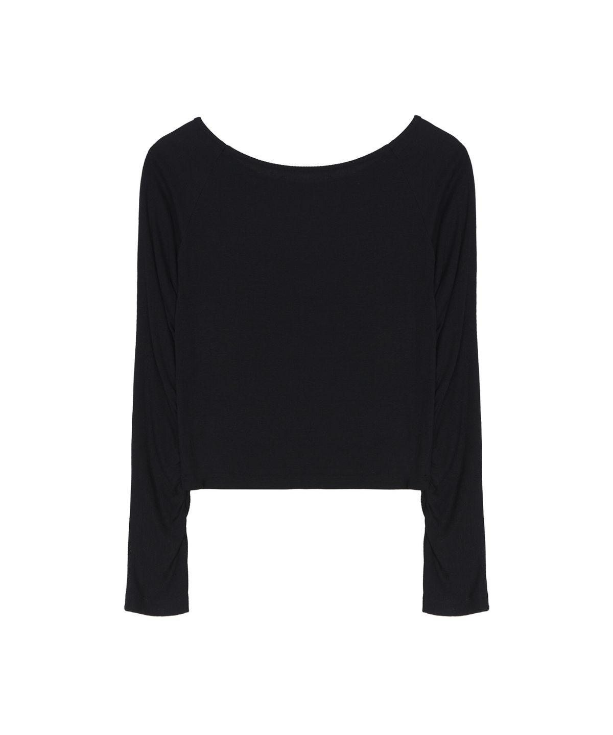 닉앤니콜(NICK&NICOLE) SLEEVE SHIRRING BOAT NECK TOP_BLACK