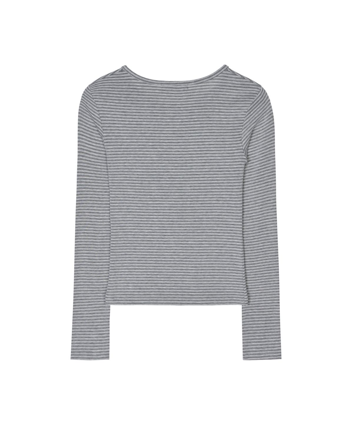 닉앤니콜(NICK&NICOLE) STRIPED HENLEY NECK TOP_GRAY