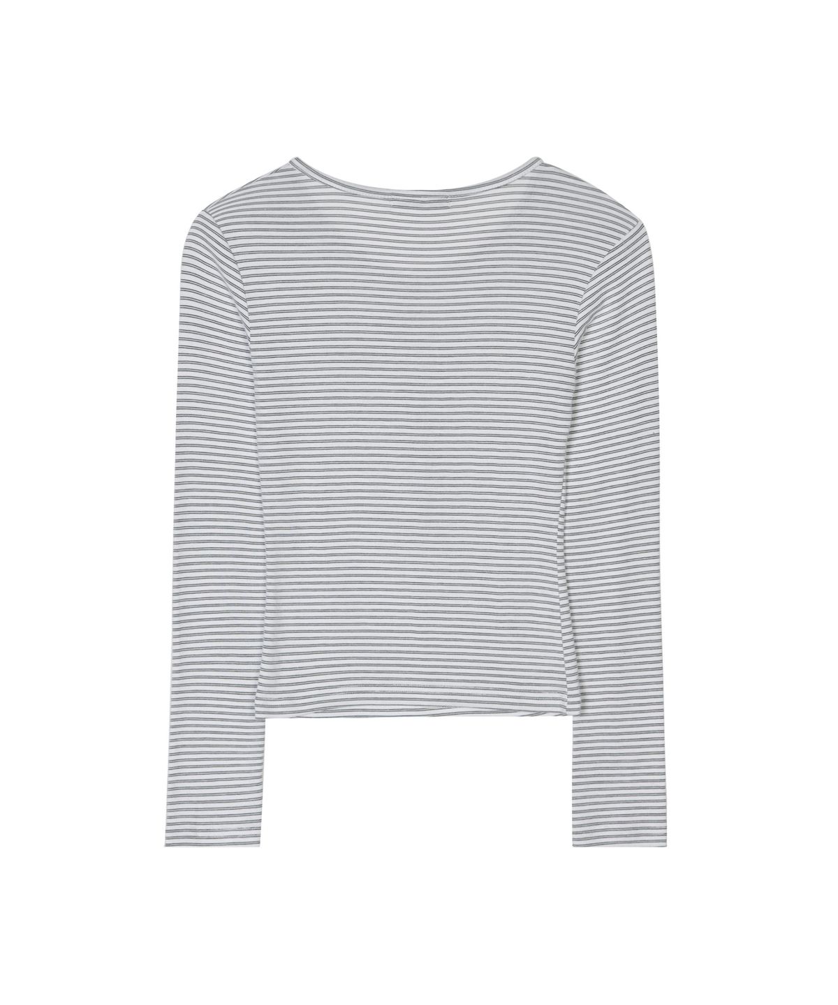 닉앤니콜(NICK&NICOLE) STRIPED HENLEY NECK TOP_IVORY