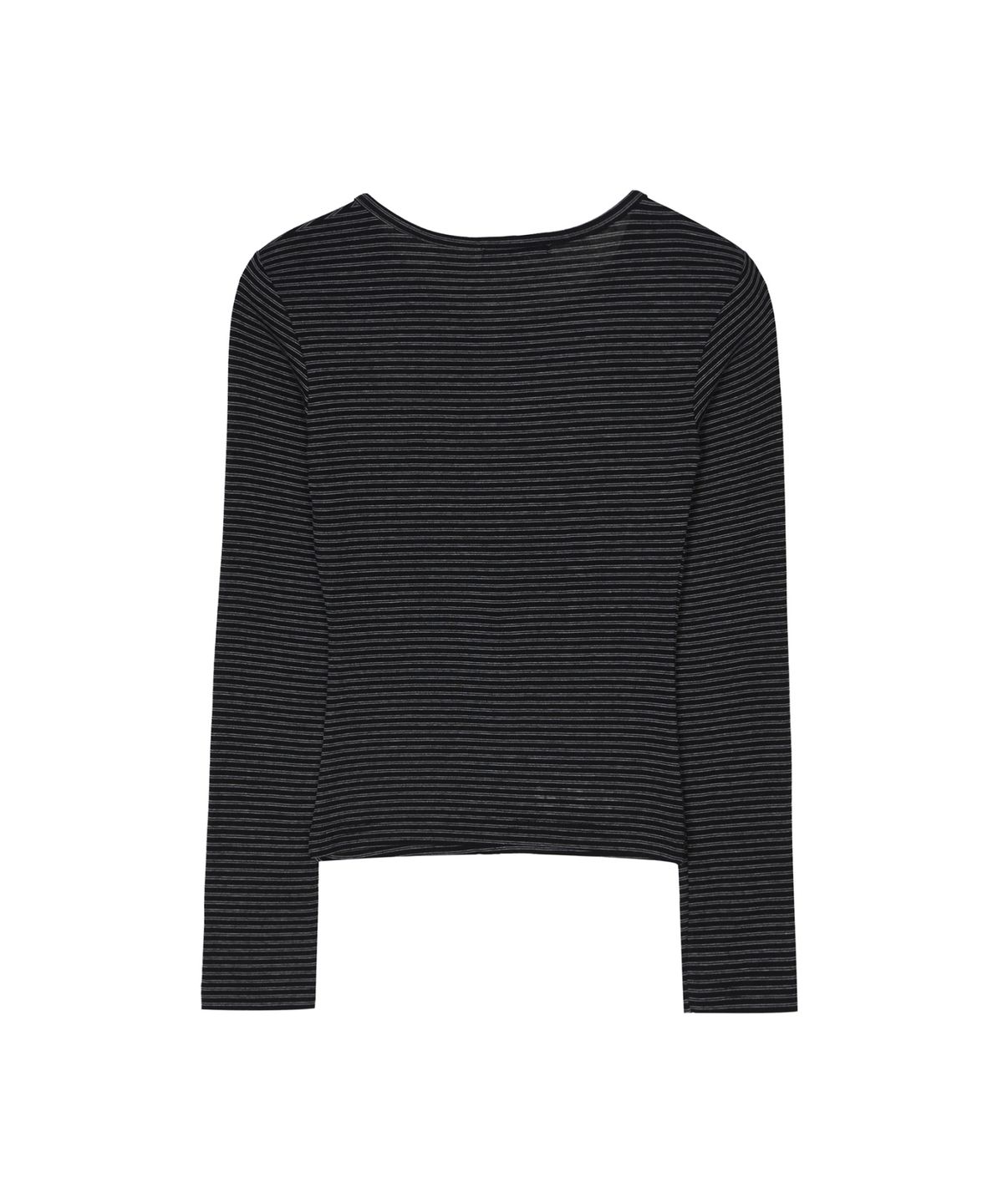 닉앤니콜(NICK&NICOLE) STRIPED HENLEY NECK TOP_BLACK