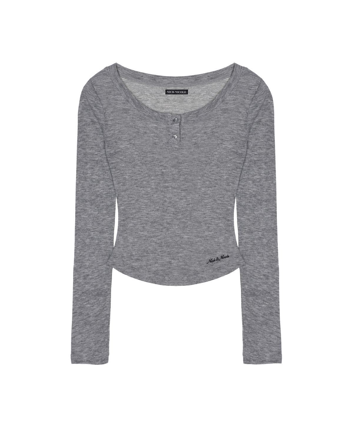 닉앤니콜(NICK&NICOLE) SOFT BUTTON SLIM TOP_GRAY