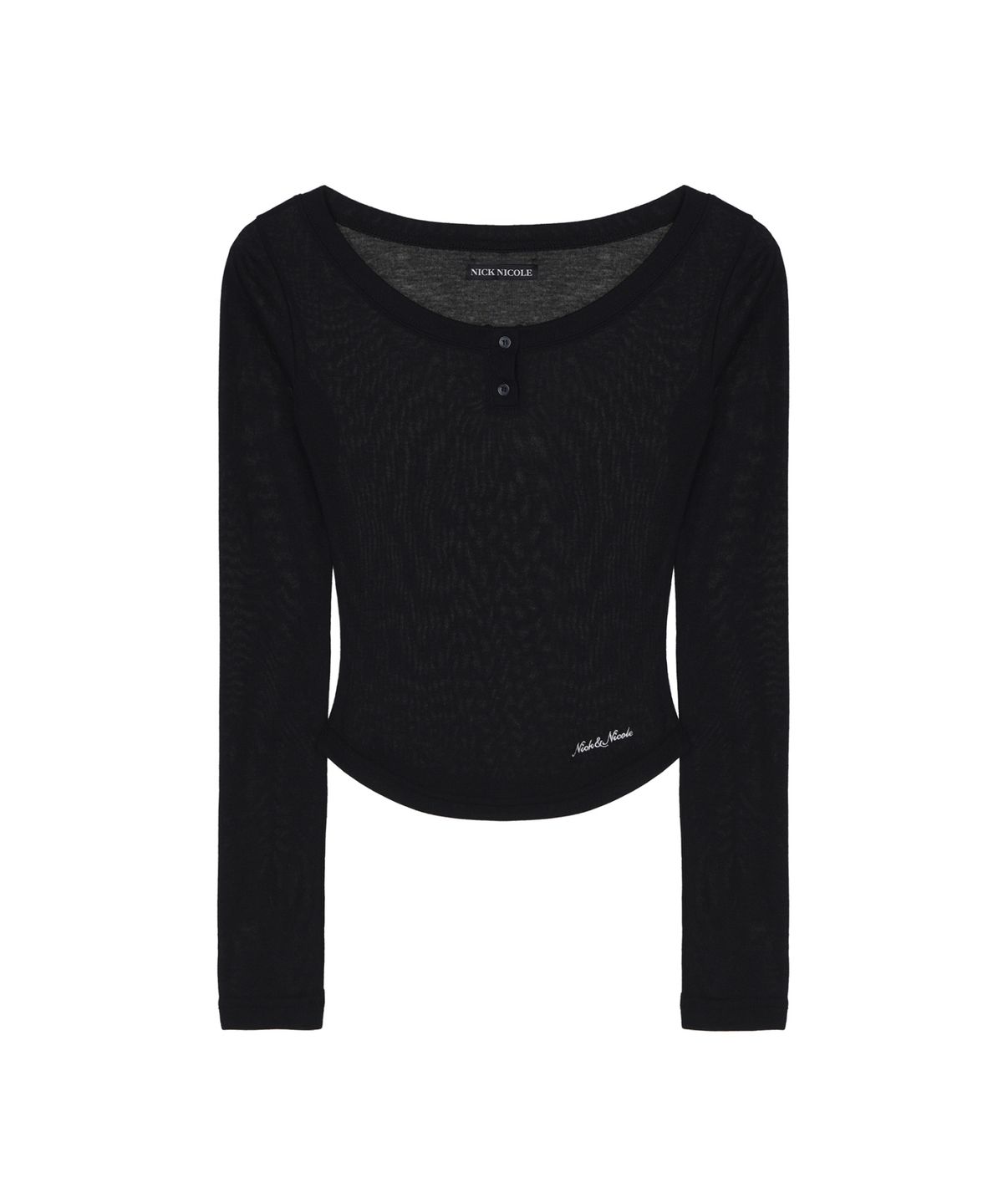 닉앤니콜(NICK&NICOLE) SOFT BUTTON SLIM TOP_BLACK