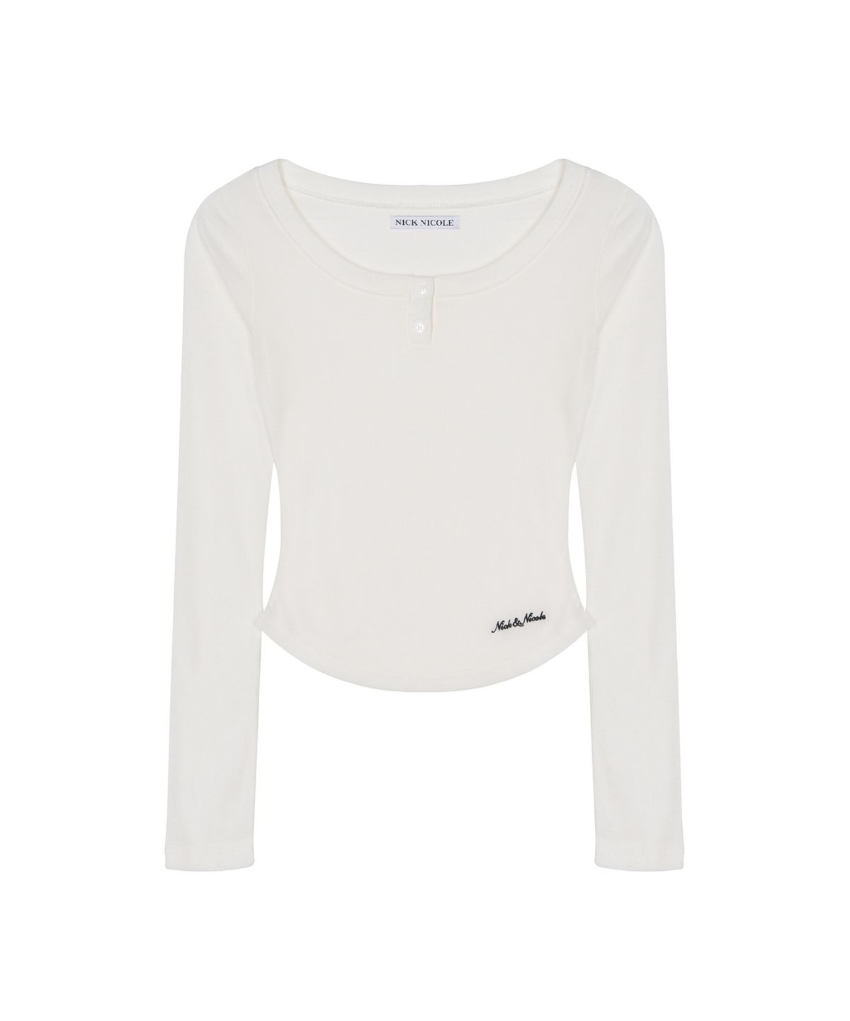 닉앤니콜(NICK&NICOLE) SOFT BUTTON SLIM TOP_IVORY