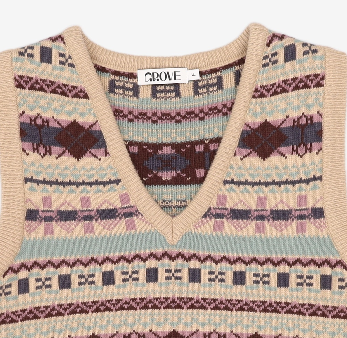 그로브(GROVE) NORDIC V-NECK KNIT VEST (SKY BLUE) FREE