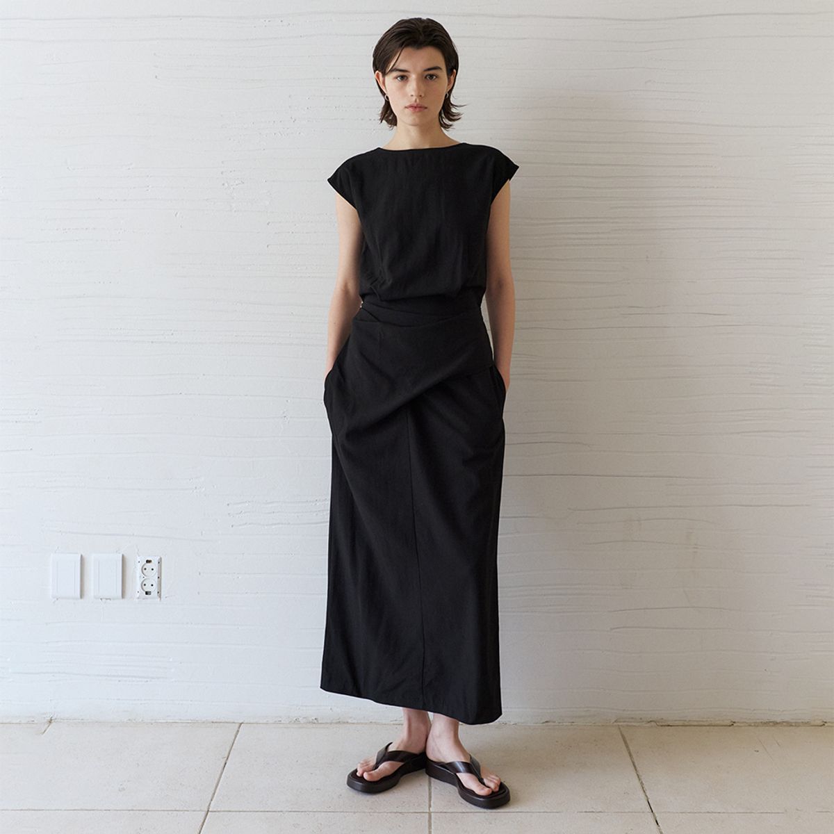 노우드(NOEUD) Drape flow dress (Black)