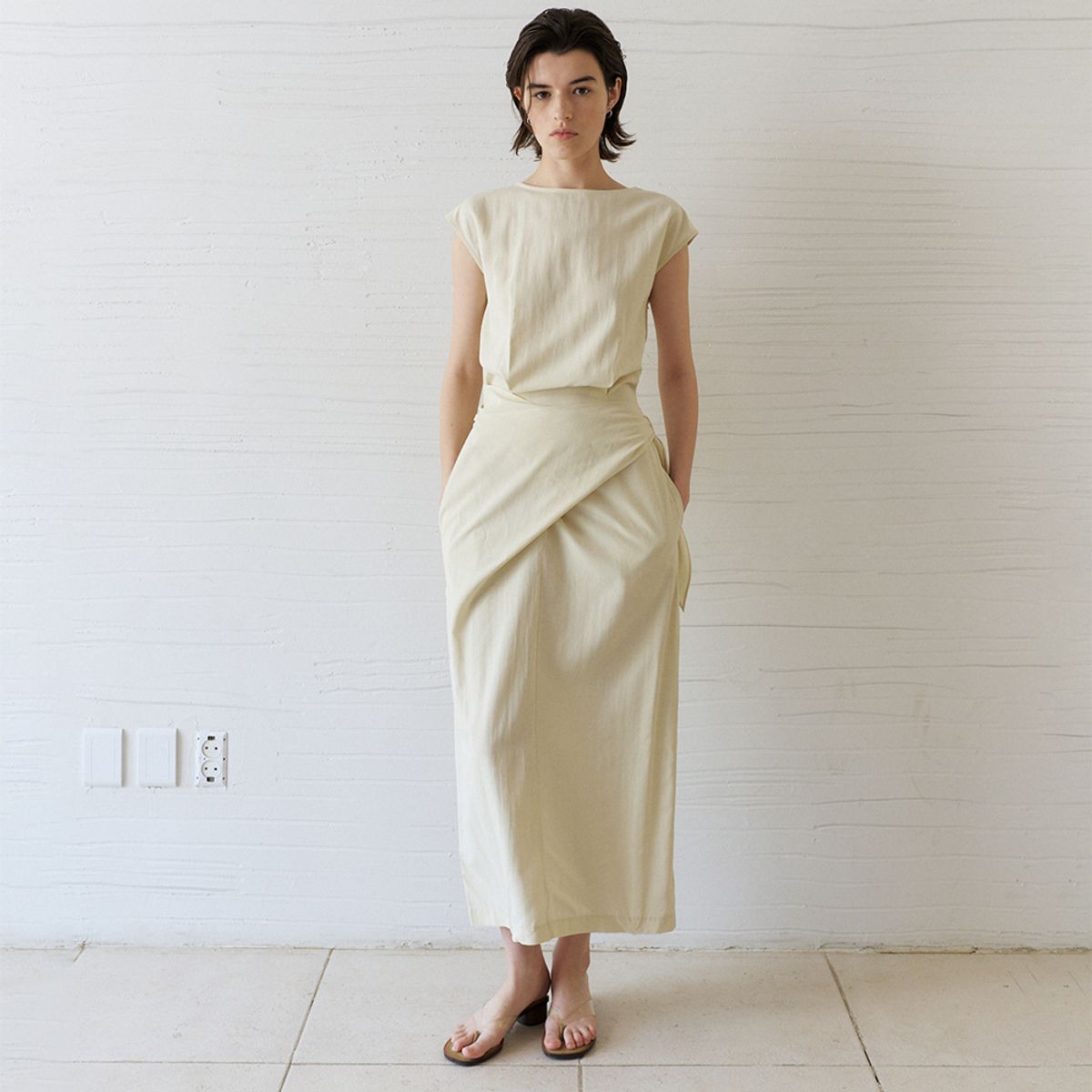 노우드(NOEUD) Drape flow dress (Cream)