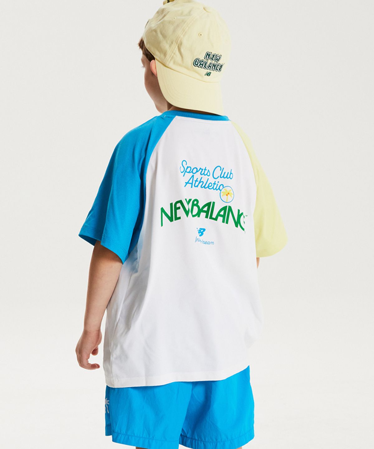 뉴발란스 키즈(NEWBALANCEKIDS) SUMMER WAVE_컬러블럭 라글란 반팔 셋업 아동 상하복 NK9YG3973U50
