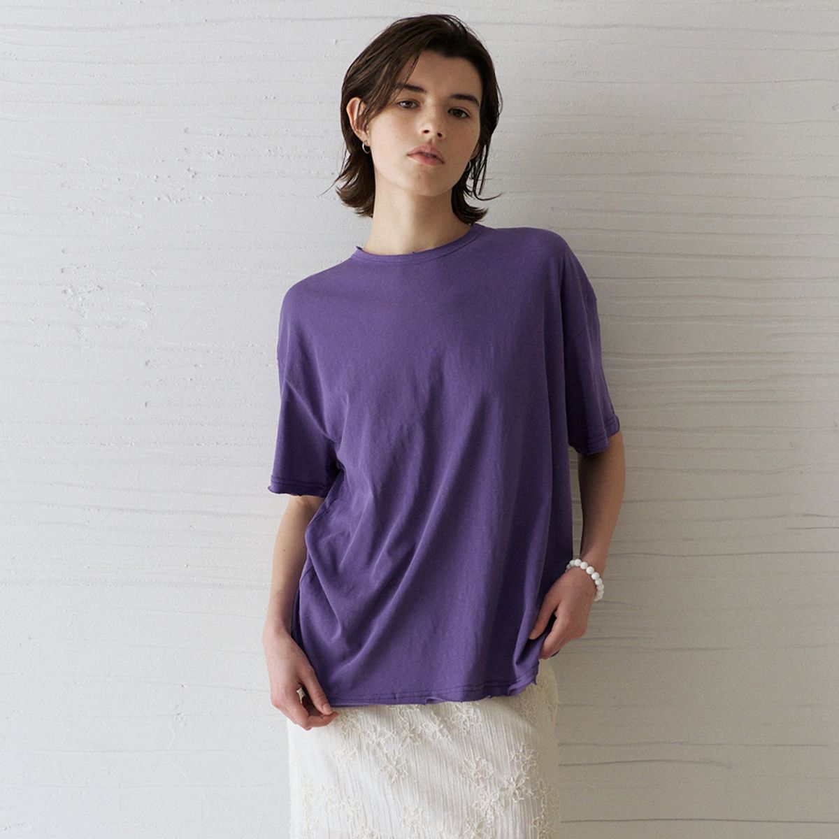 노우드(NOEUD) Cut-Off Loose Tee (Violet)