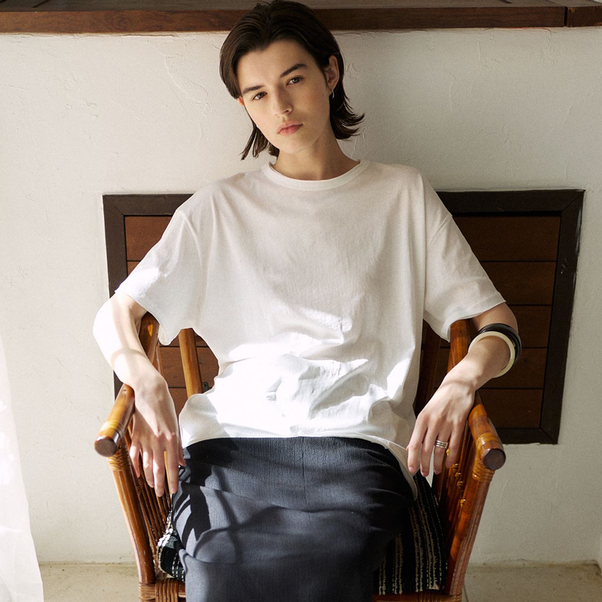노우드(NOEUD) Cut-Off Loose Tee (Ivory)