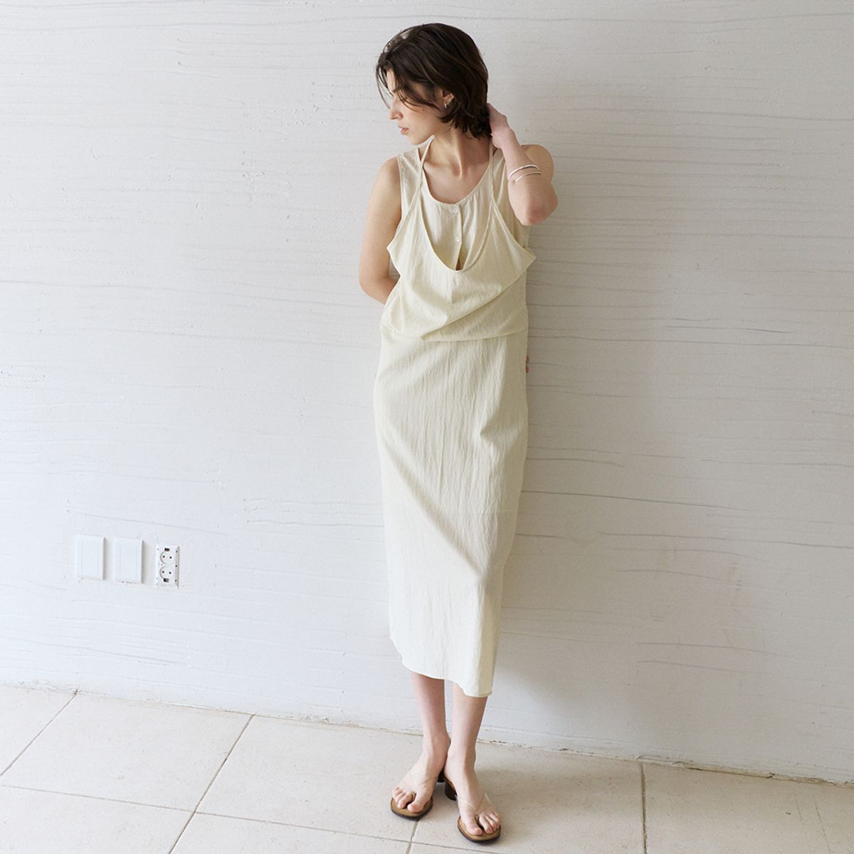노우드(NOEUD) Dual Halter Dress (Cream)