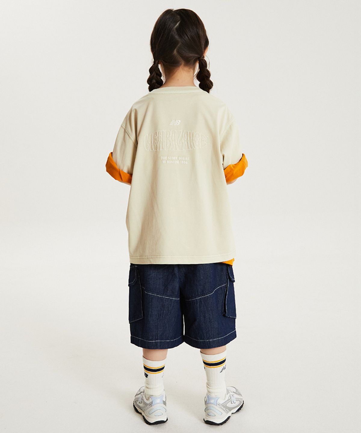 뉴발란스 키즈(NEWBALANCEKIDS) Ready Set Rugby_카고 포켓 버뮤다 데님 팬츠 아동 바지 NK9VG2401U55