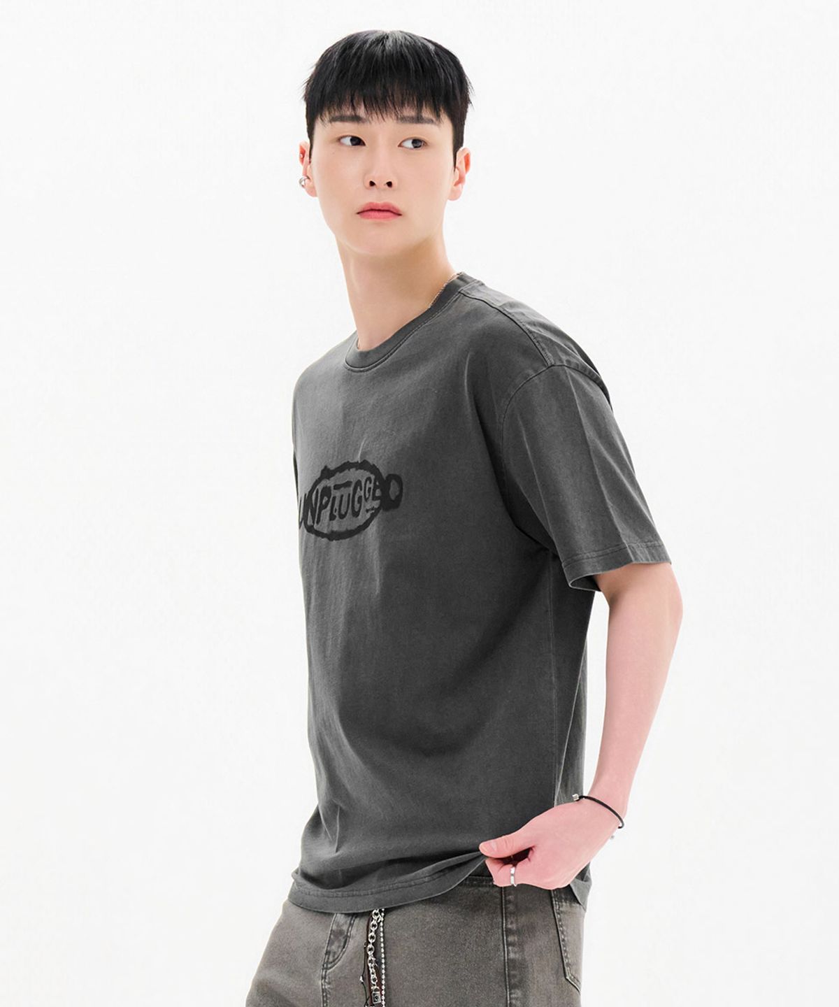 체이스컬트(CHASECULT) 남성 레터링 피그먼트 반팔 티셔츠-FBRK5844D09