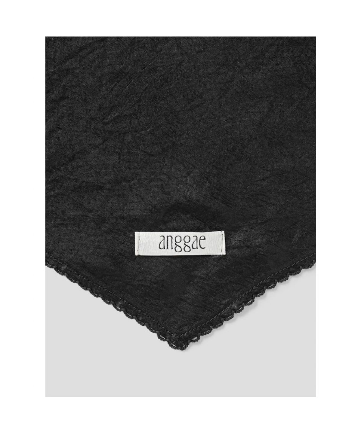 앙개(ANGGAE) Satin Lace Scarf  Black