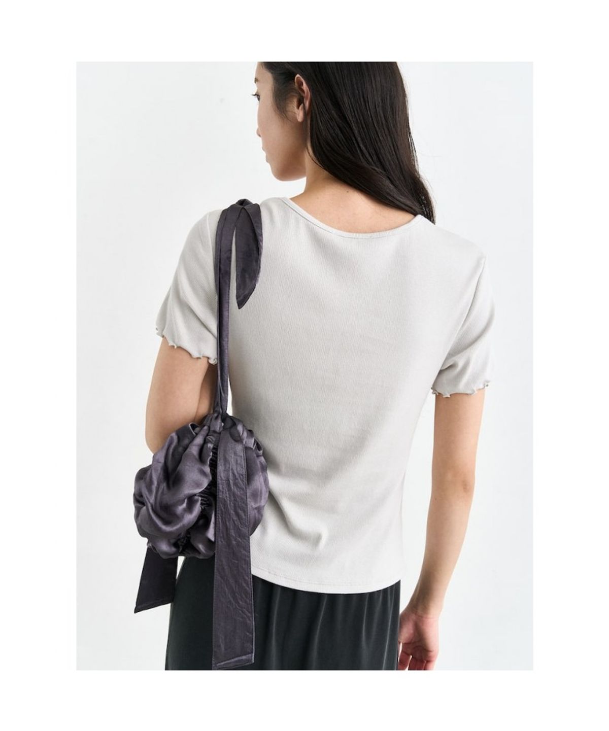 앙개(ANGGAE) VNeck Short Sleeve TShirts  Light Grey