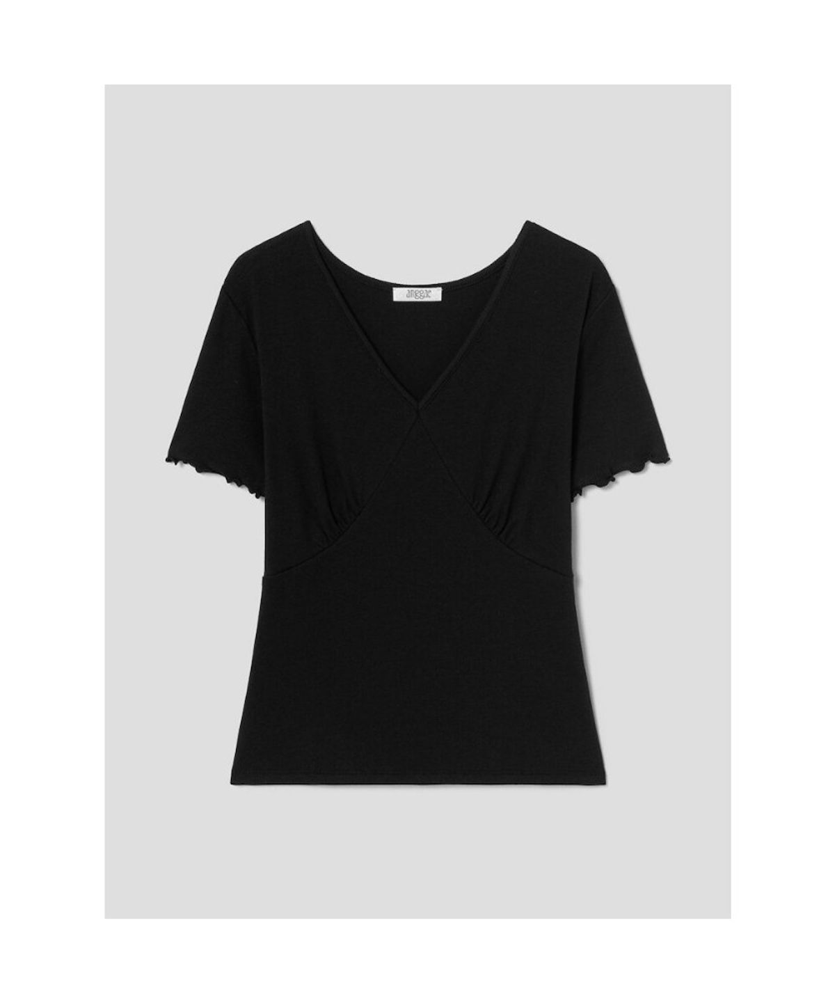 앙개(ANGGAE) VNeck Short Sleeve TShirts  Black