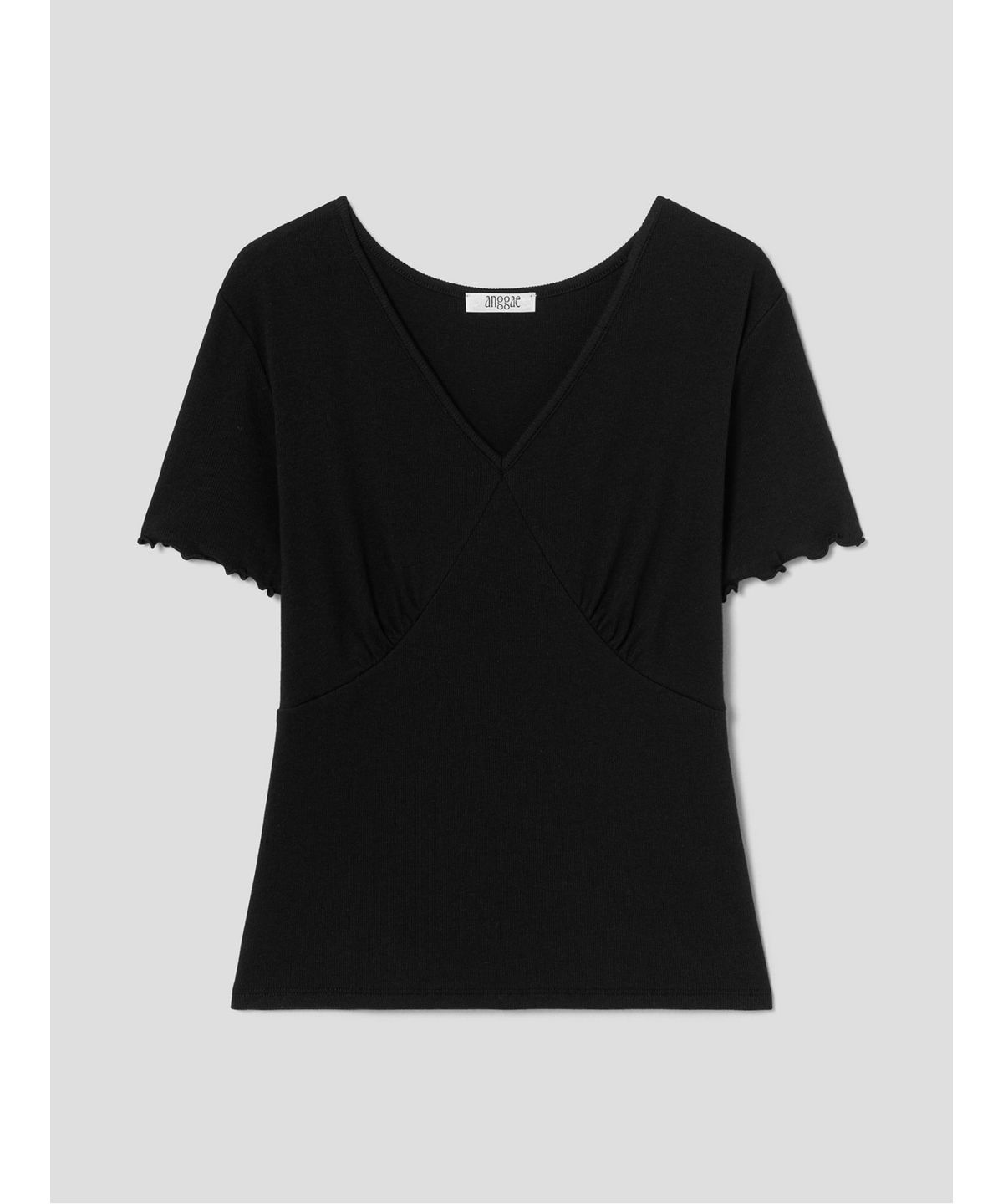 앙개(ANGGAE) VNeck Short Sleeve TShirts  Black