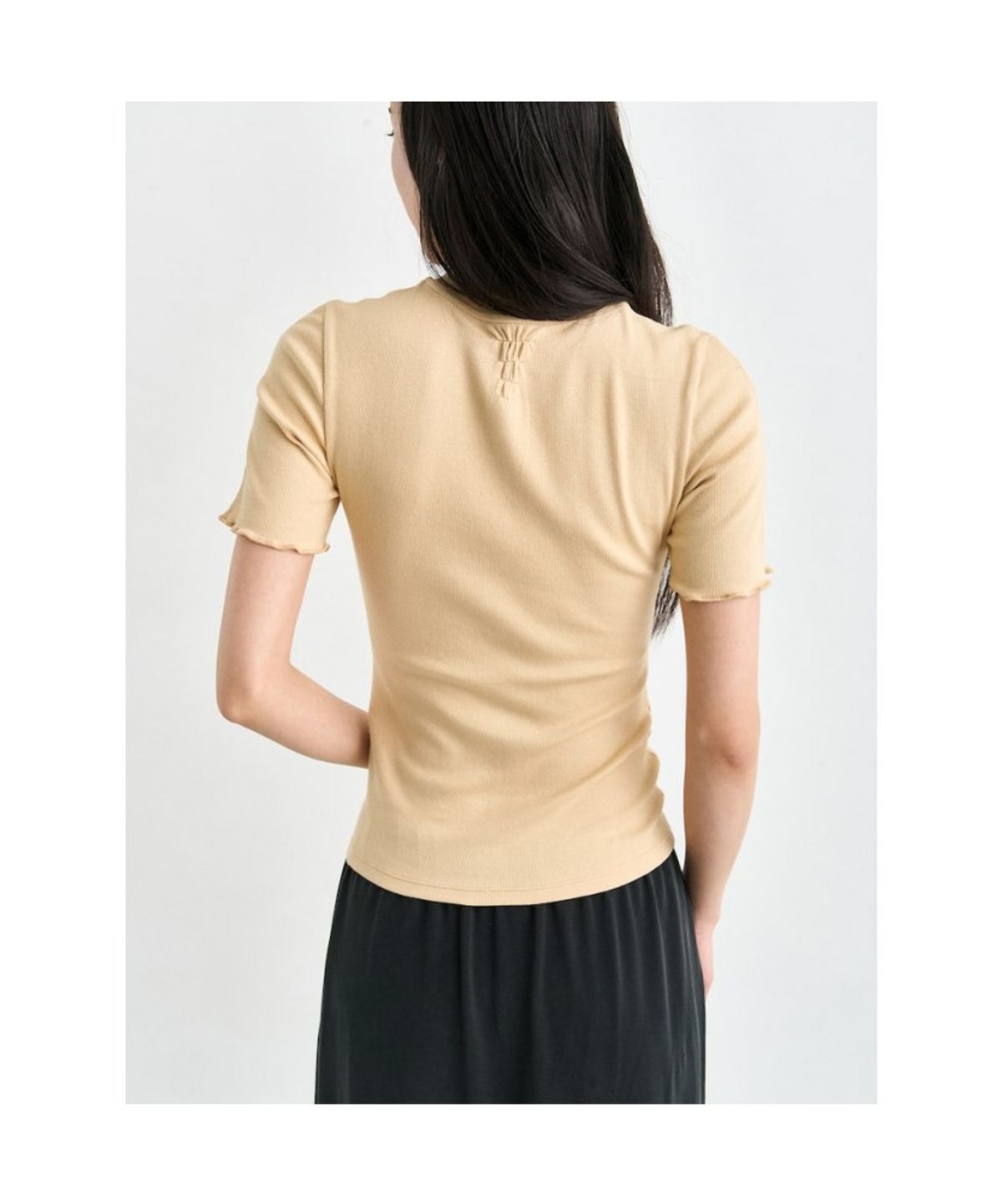 앙개(ANGGAE) Jersey Short Sleeve Cardigan  Beige