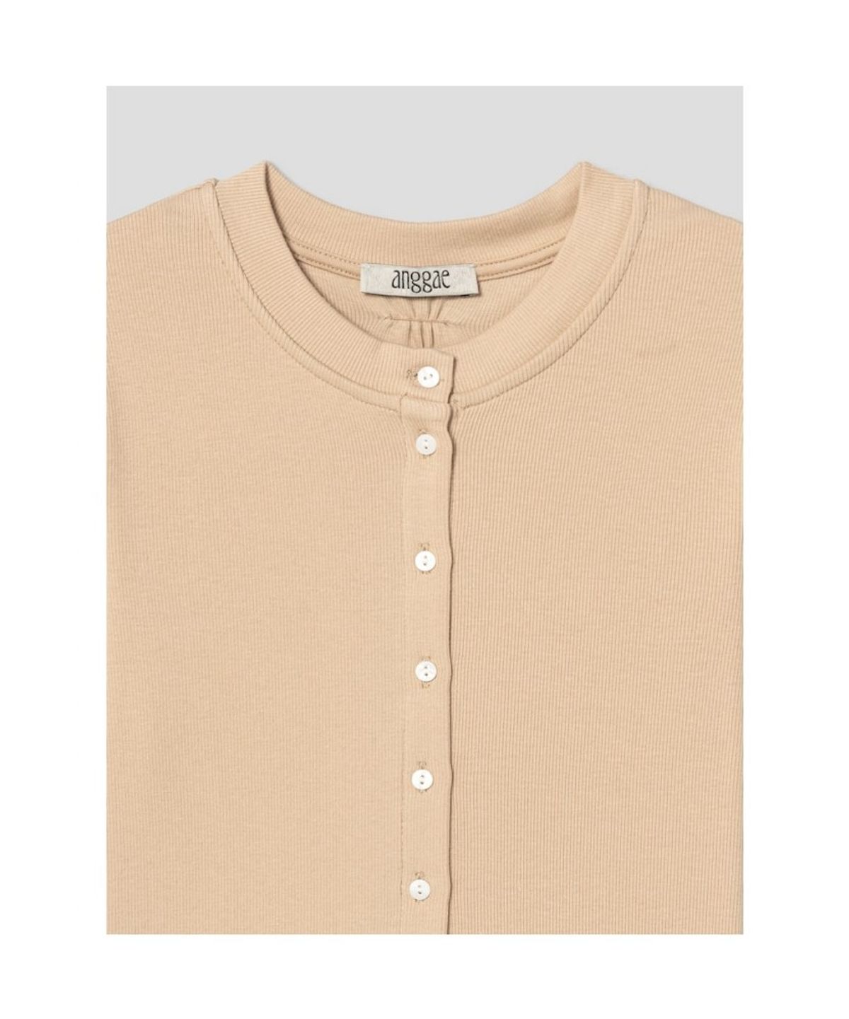 앙개(ANGGAE) Jersey Short Sleeve Cardigan  Beige