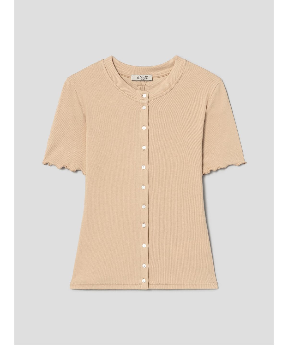 앙개(ANGGAE) Jersey Short Sleeve Cardigan  Beige