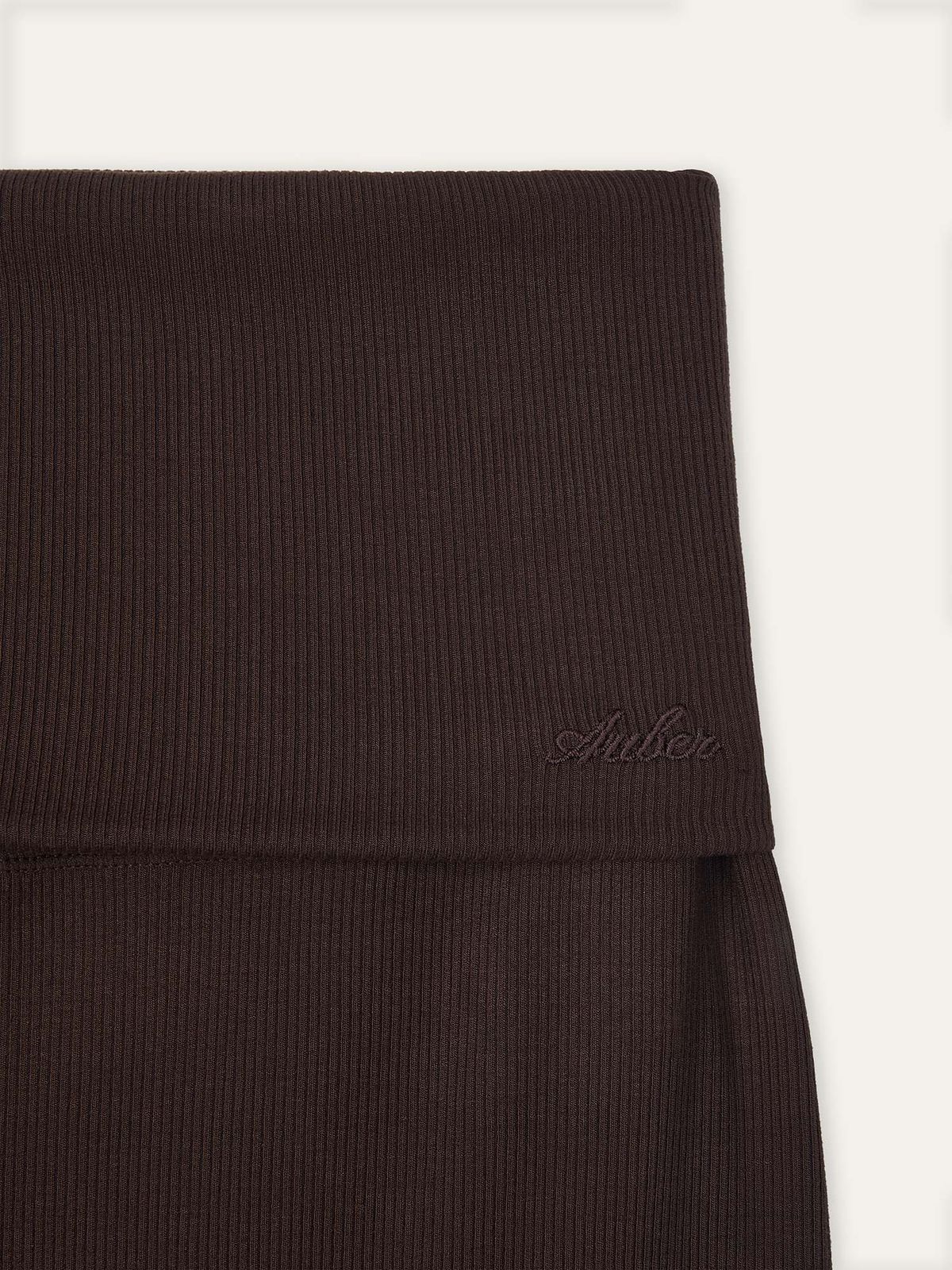 오베르(AUBER) Foldable Ribbed Dress Skirt - Brown
