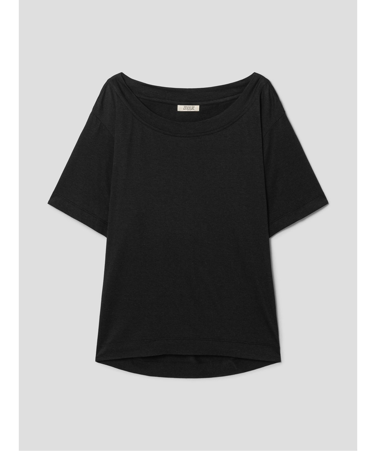 앙개(ANGGAE) Oversized Back Draped TShirt  Black