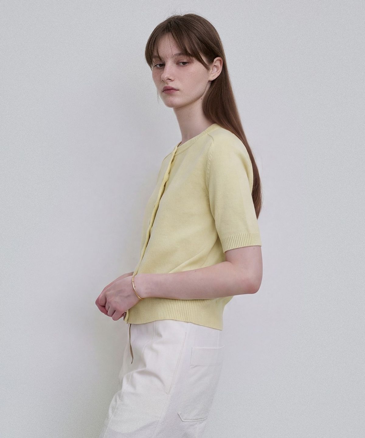 디에토(DEETO) Italian Yarn Covered Button Knit Cardigan [YELLOW]