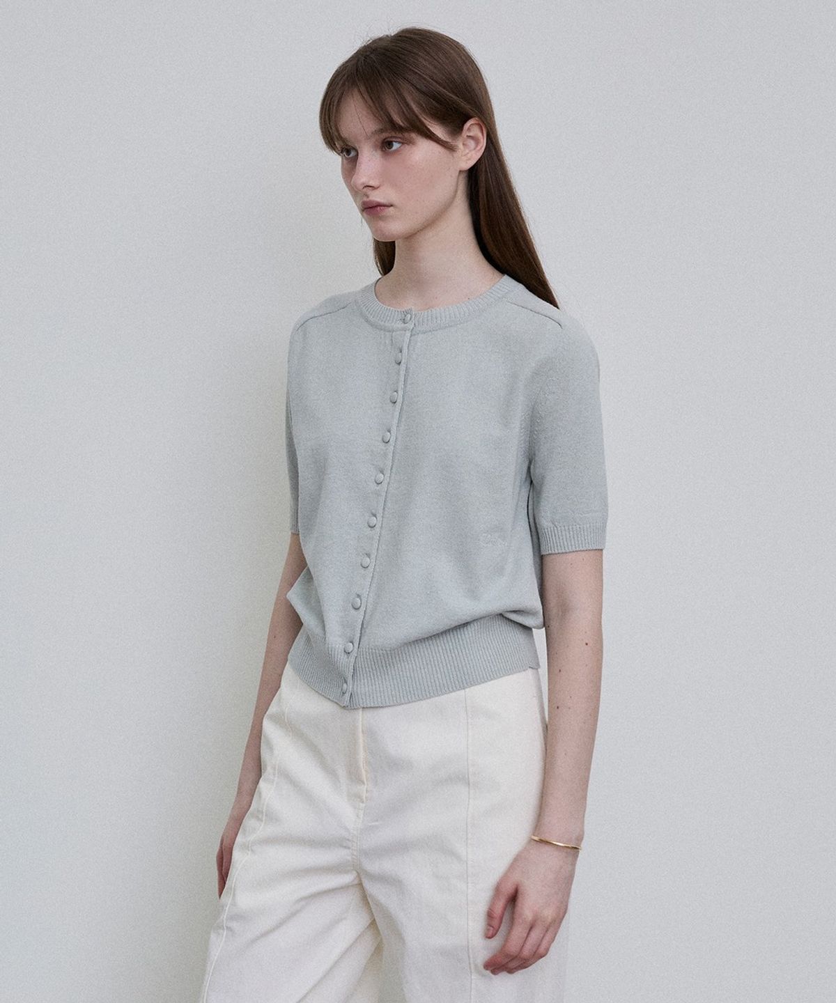 디에토(DEETO) Italian Yarn Covered Button Knit Cardigan [MINT]