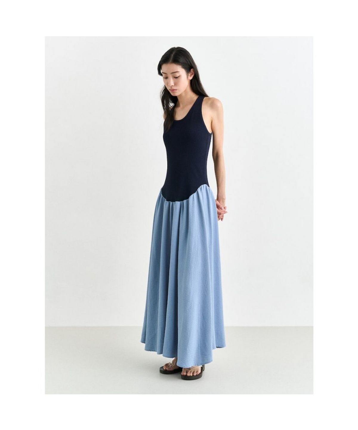 앙개(ANGGAE) Knit Band Long Dress  Sky Blue