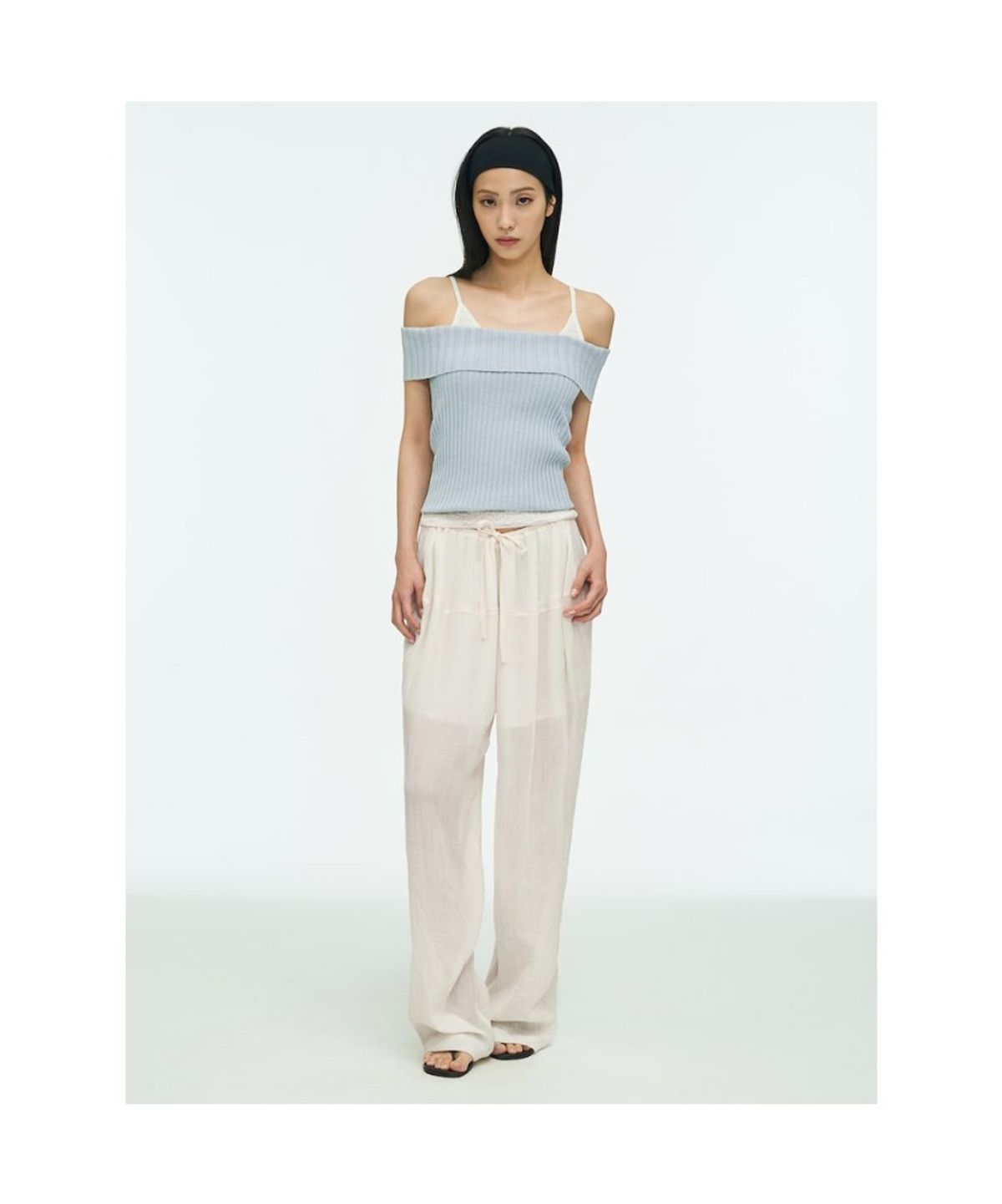 앙개(ANGGAE) Peplum Pants  Ivory
