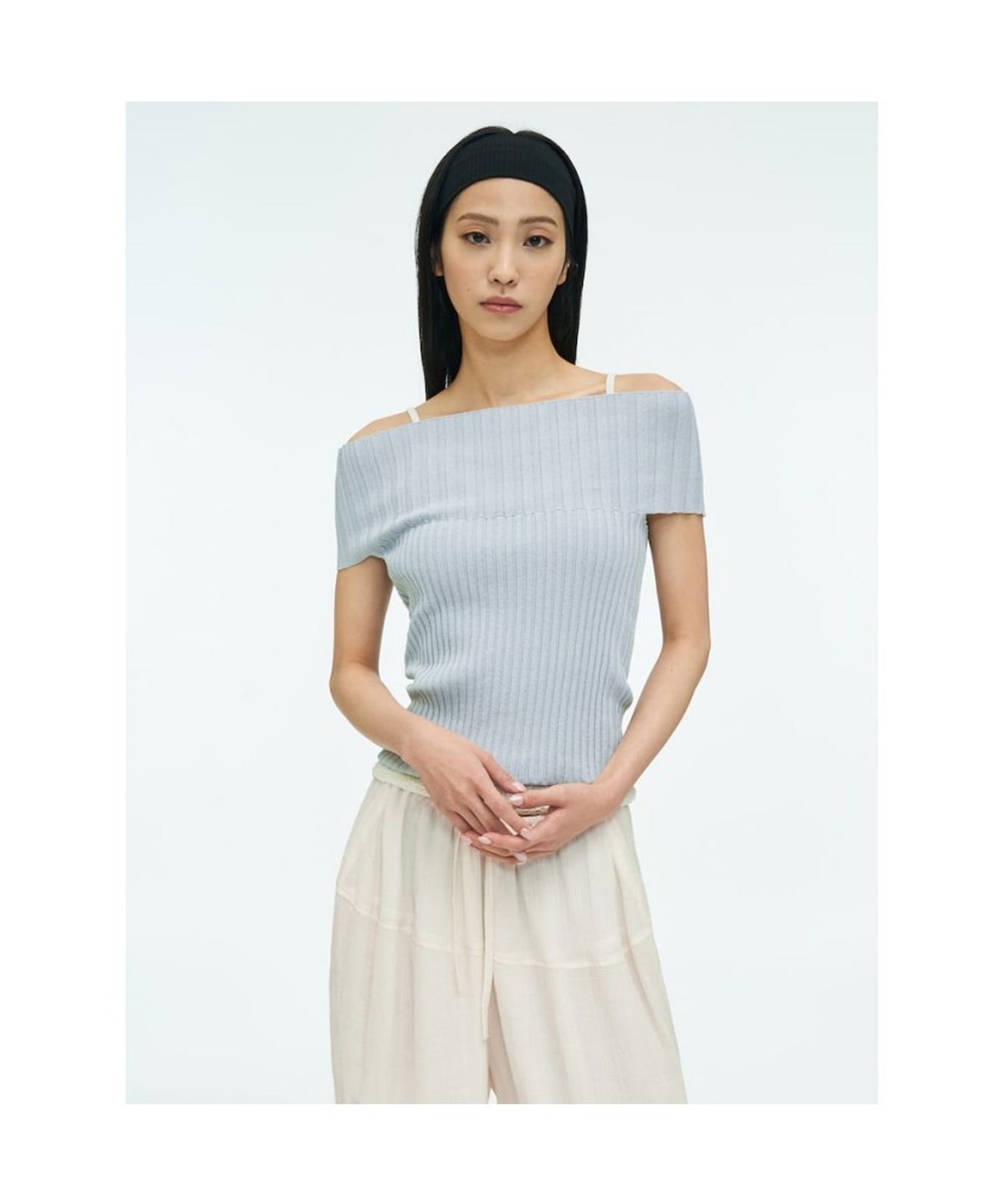 앙개(ANGGAE) Peplum Pants  Ivory
