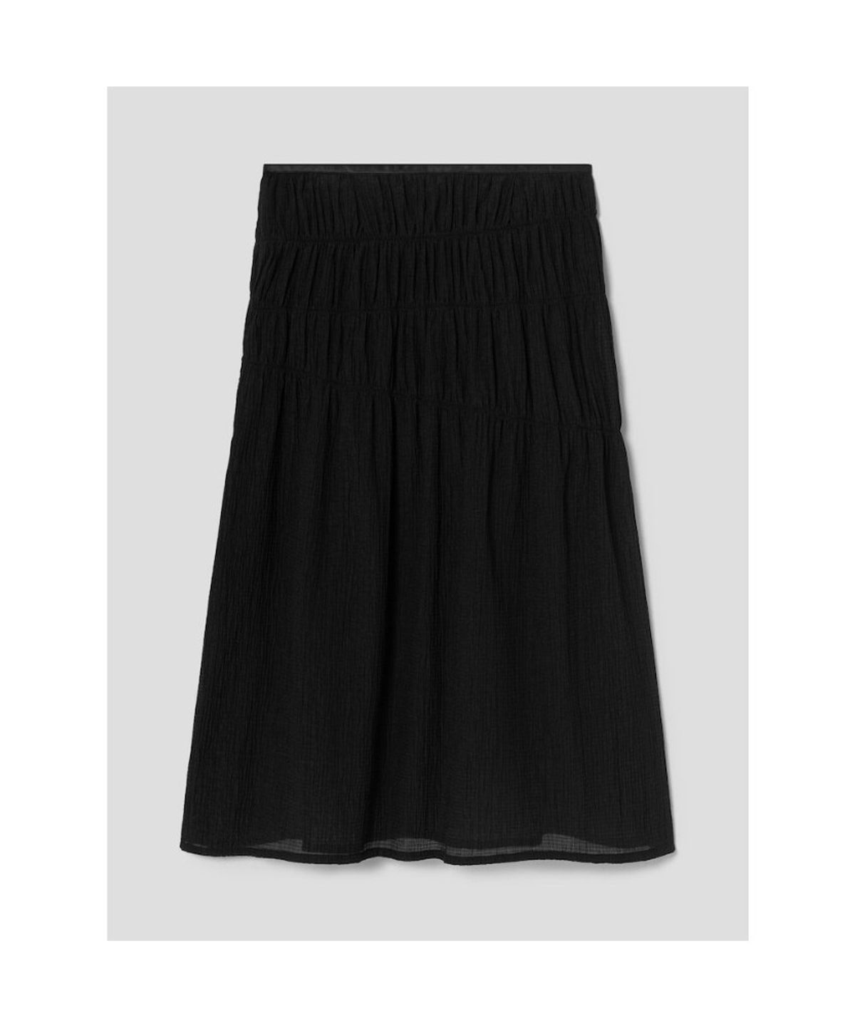 앙개(ANGGAE) Sheer Gather Long Skirt  Black