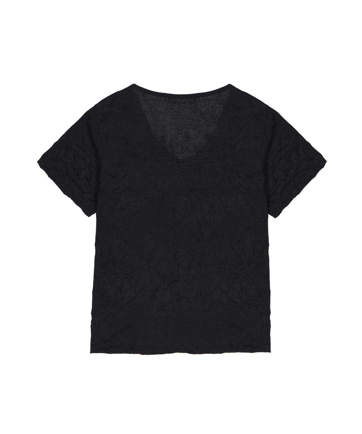 닉앤니콜(NICK&NICOLE) WRINKLE V-NECK TOP_BLACK