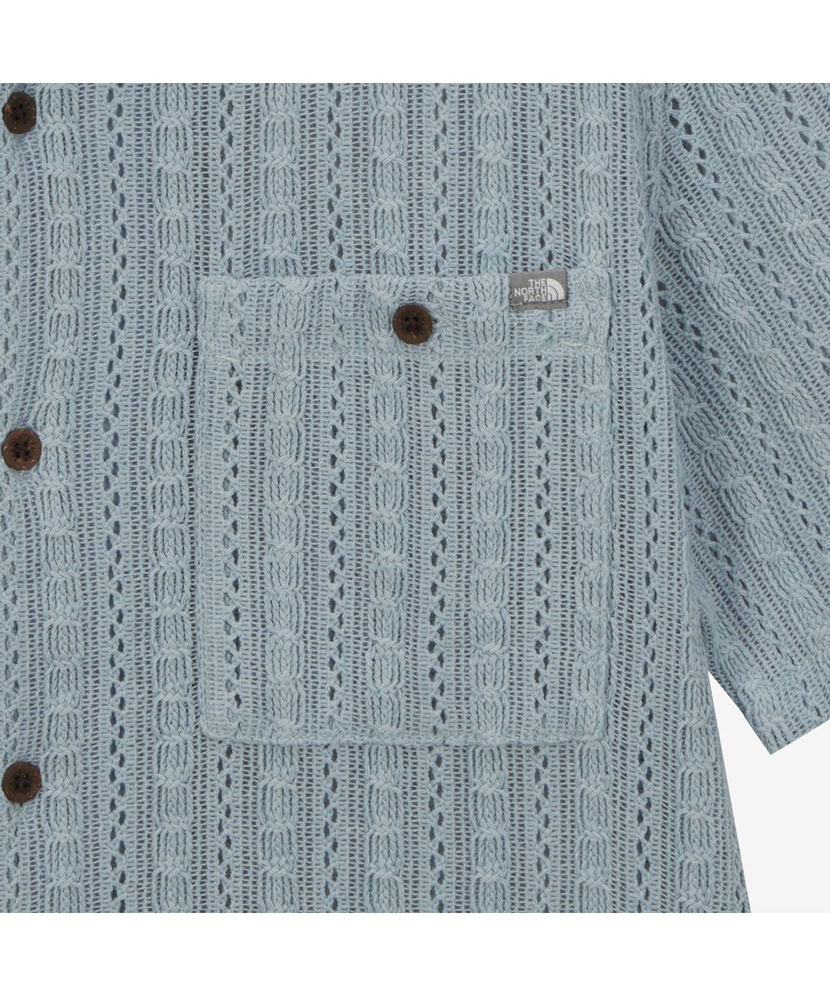 노스페이스(THE NORTH FACE) NH8SS08B 남성 크로쉐 반팔 셔츠 BLUE GRAY