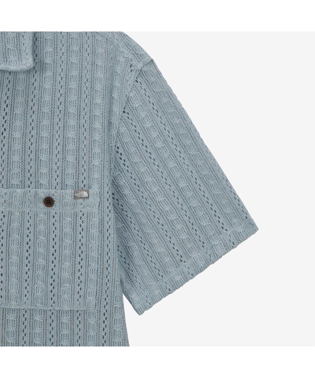 노스페이스(THE NORTH FACE) NH8SS08B 남성 크로쉐 반팔 셔츠 BLUE GRAY