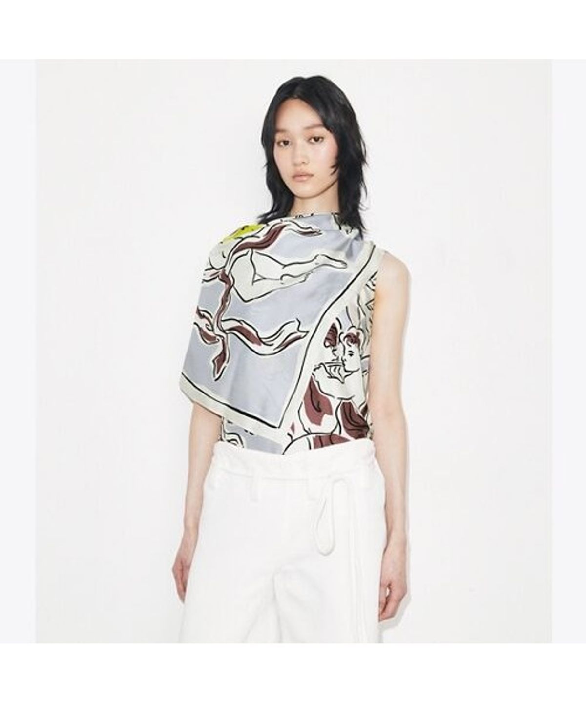 토리버치(TORYBURCH) 프린티드 실크 케이프 탑 - 라일락 체럽