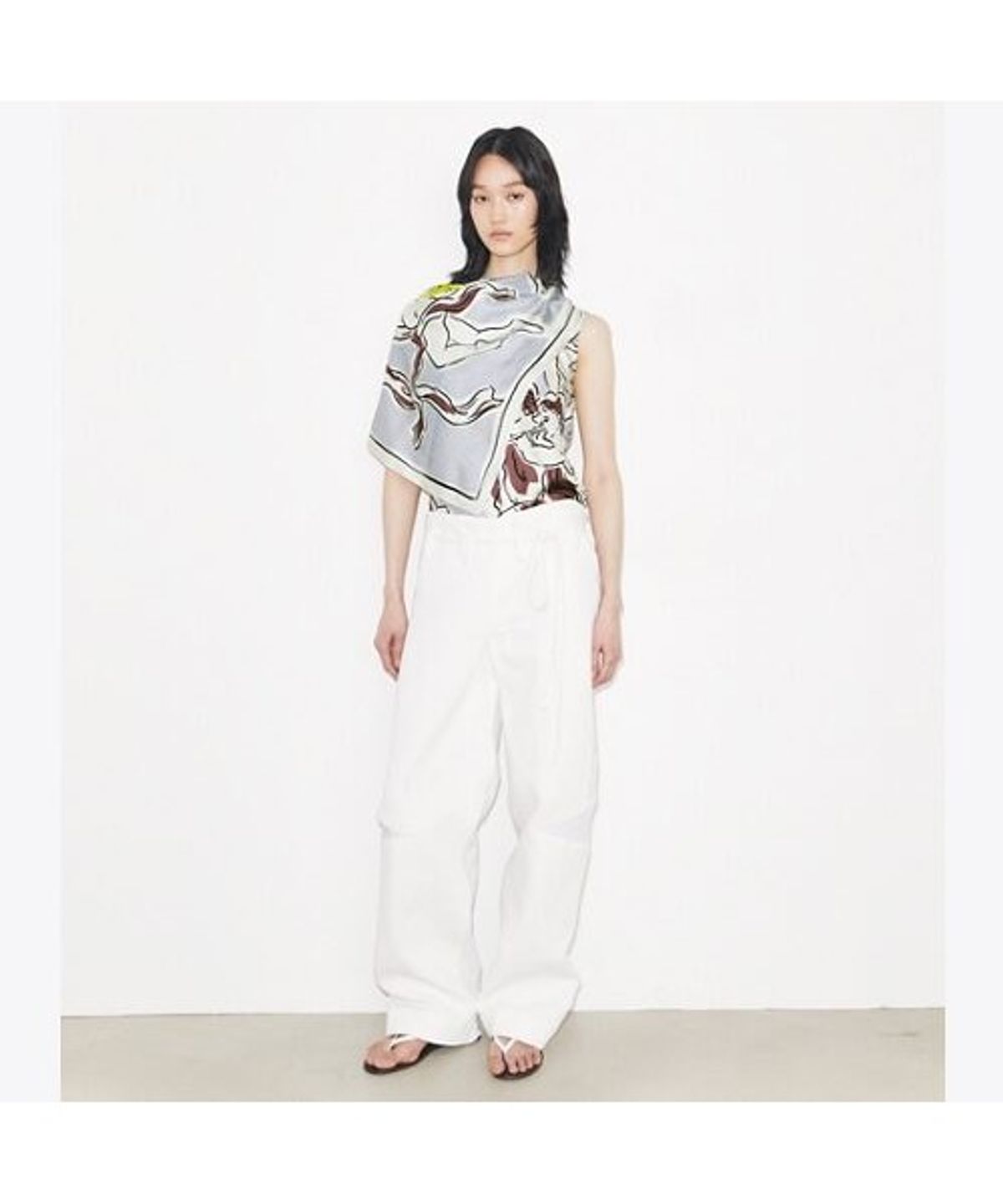 토리버치(TORYBURCH) 프린티드 실크 케이프 탑 - 라일락 체럽