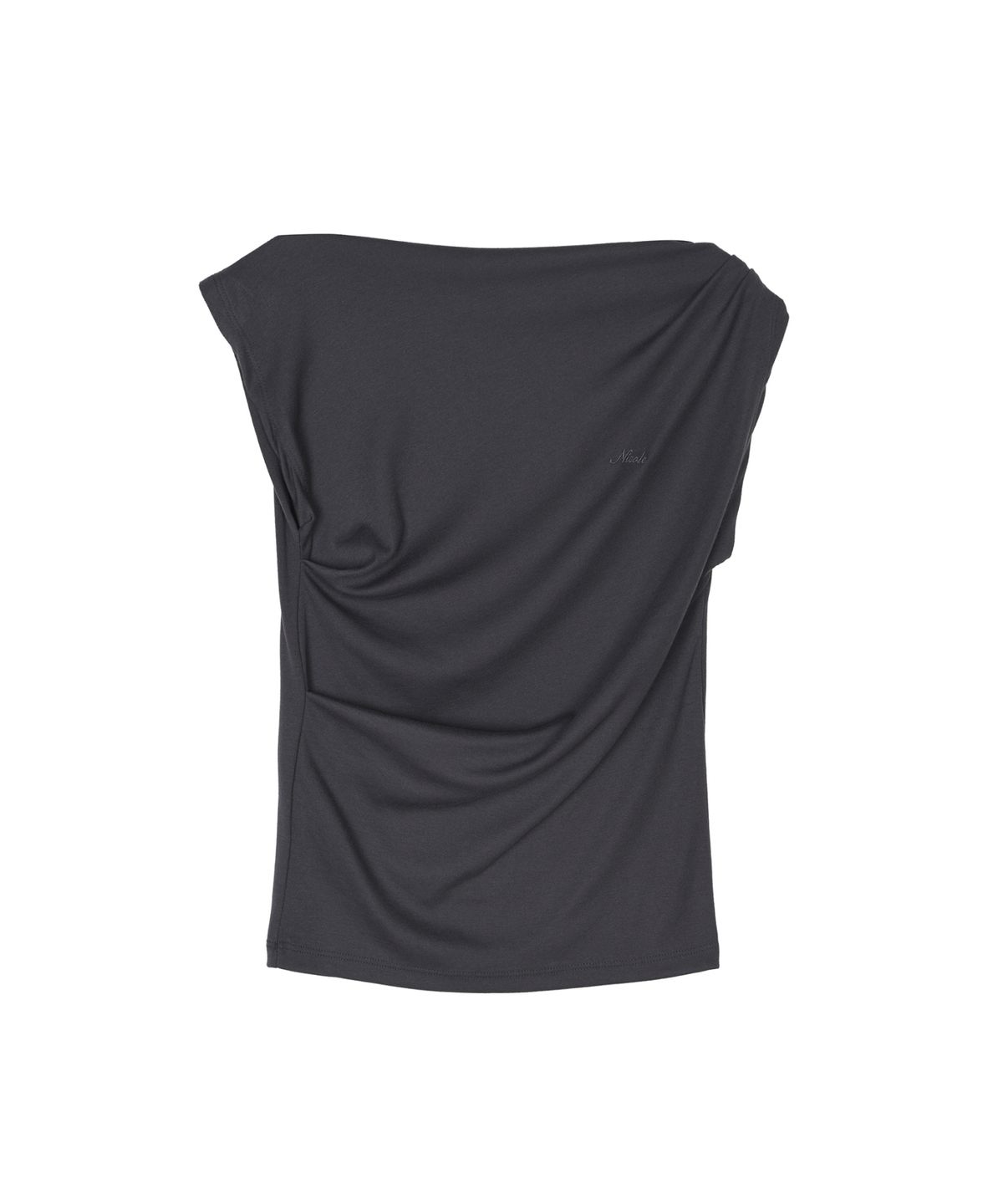 닉앤니콜(NICK&NICOLE) DRAPED SHIRRING SLEEVELESS TOP_CHARCOAL