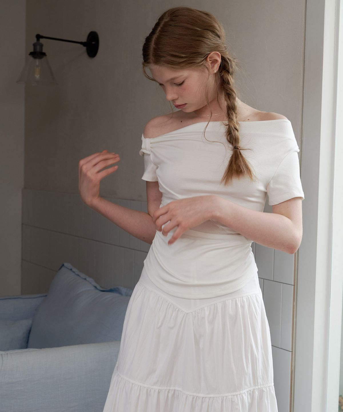 플로브(FLOVE) DRAPING BON BLOUSE_WT