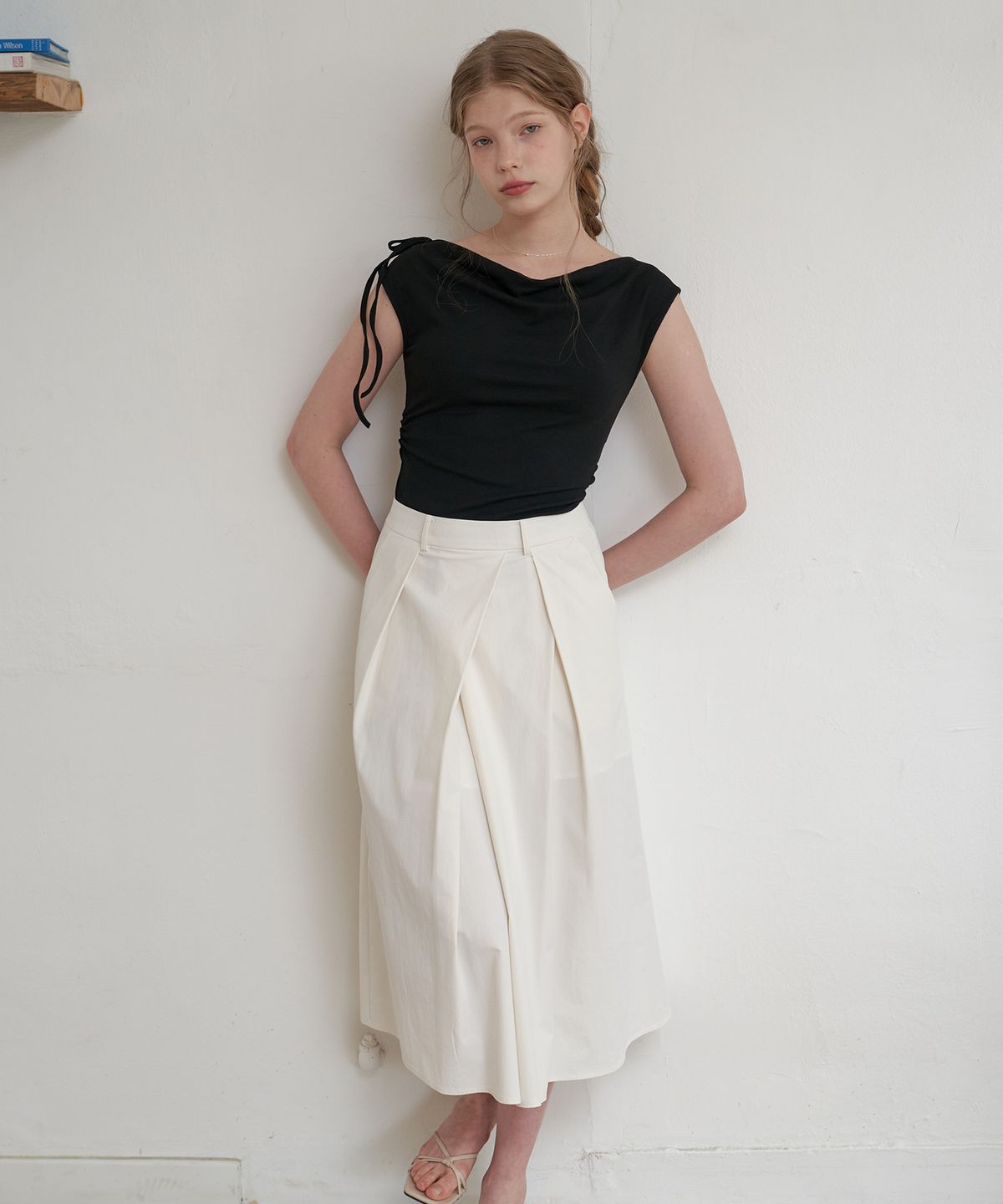 플로브(FLOVE) UNBAL PINTUCK LONG SKIRT_IV