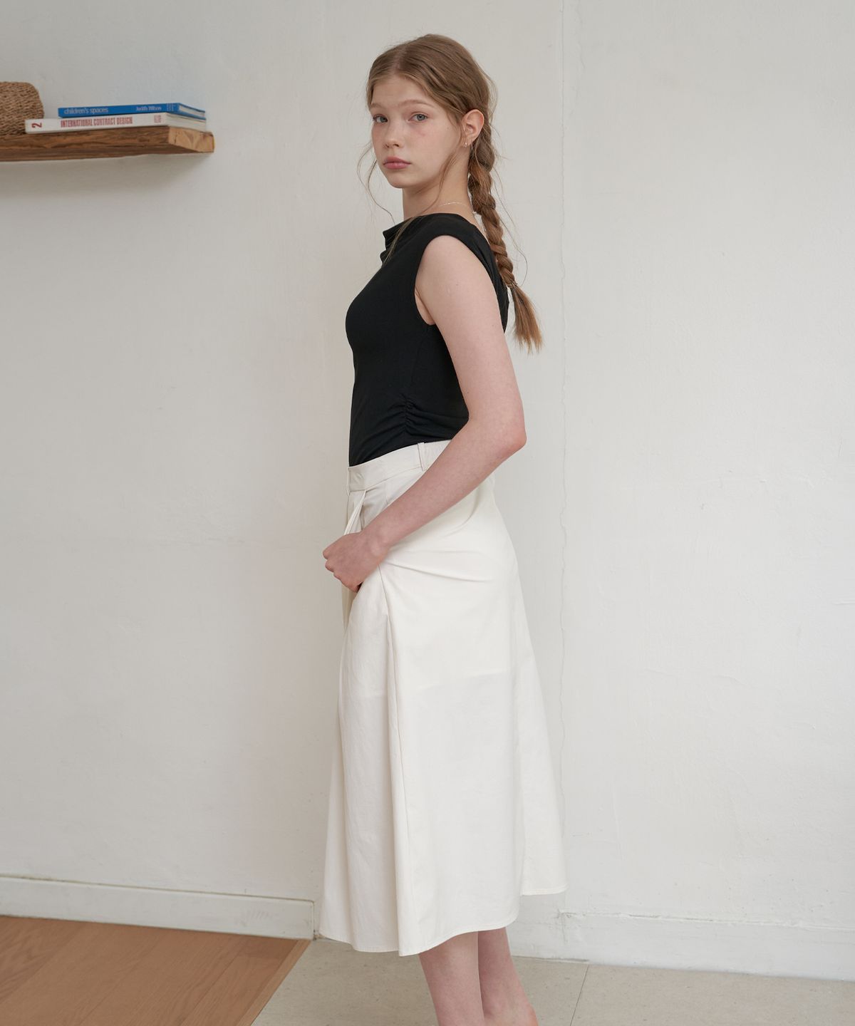플로브(FLOVE) UNBAL PINTUCK LONG SKIRT_IV