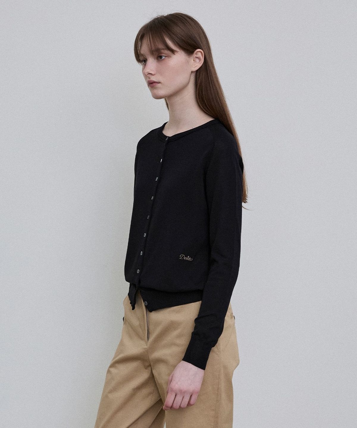 디에토(DEETO) Essential Cotton Blend Cardigan [BLACK]
