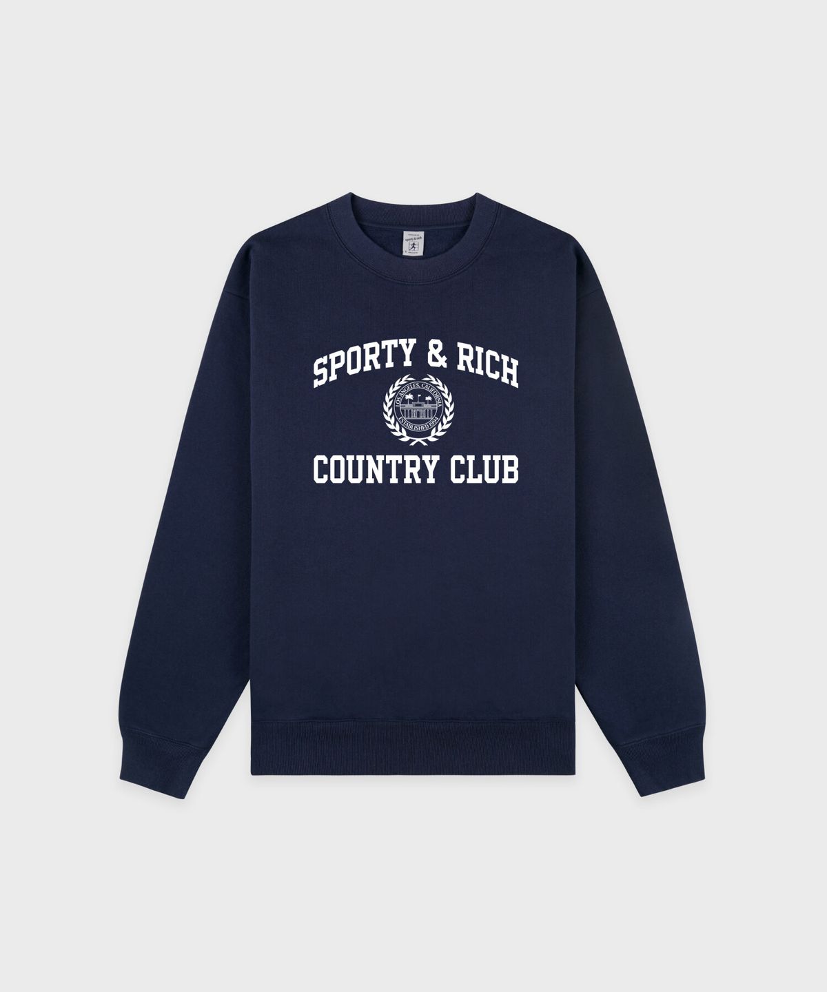 스포티앤리치(SPORTY&RICH) 바시티 크레스트 크루넥 남여공용 네이비 R265AUW005