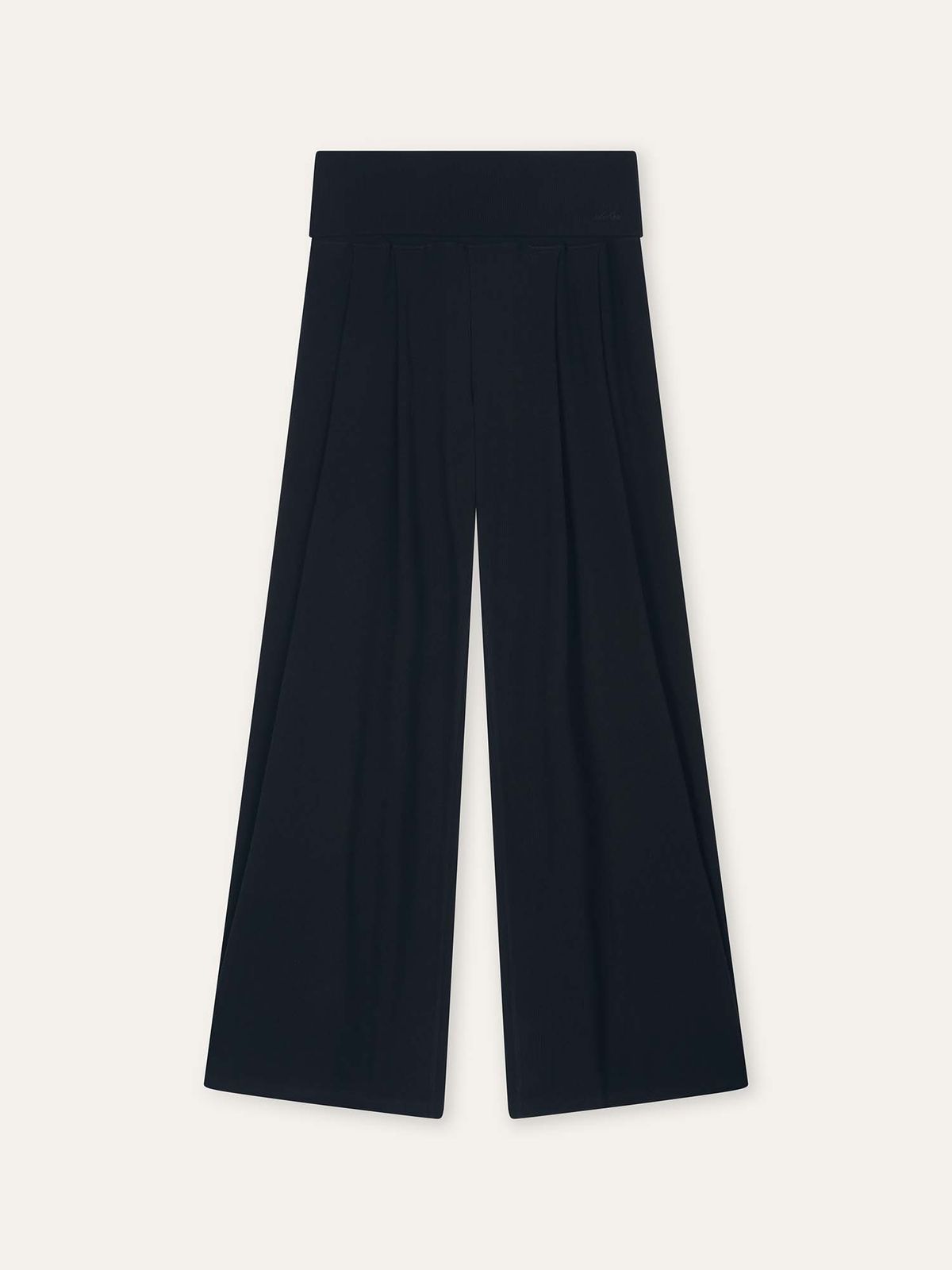 오베르(AUBER) Foldable Ribbed Wide Pants - Black