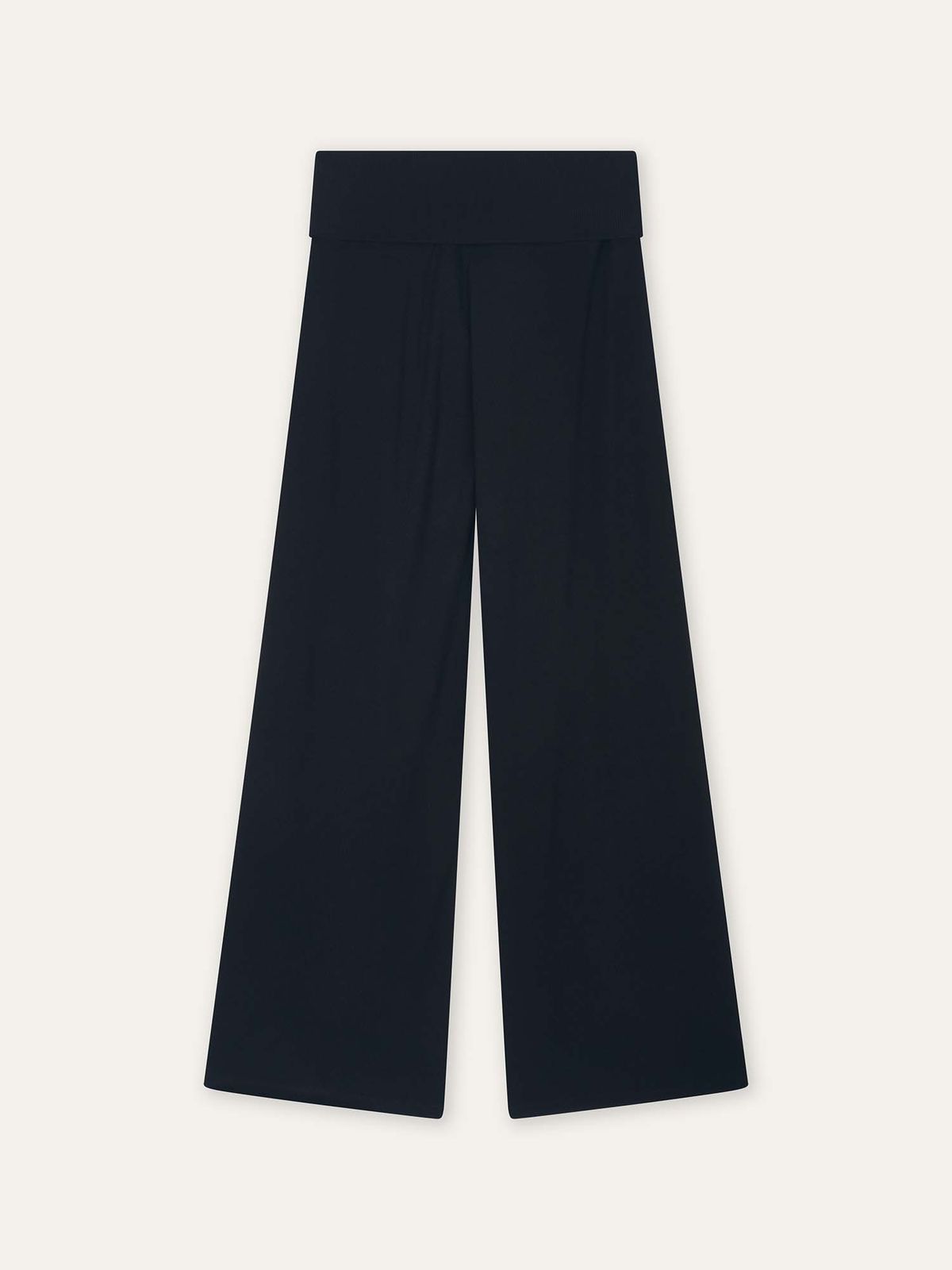 오베르(AUBER) Foldable Ribbed Wide Pants - Black