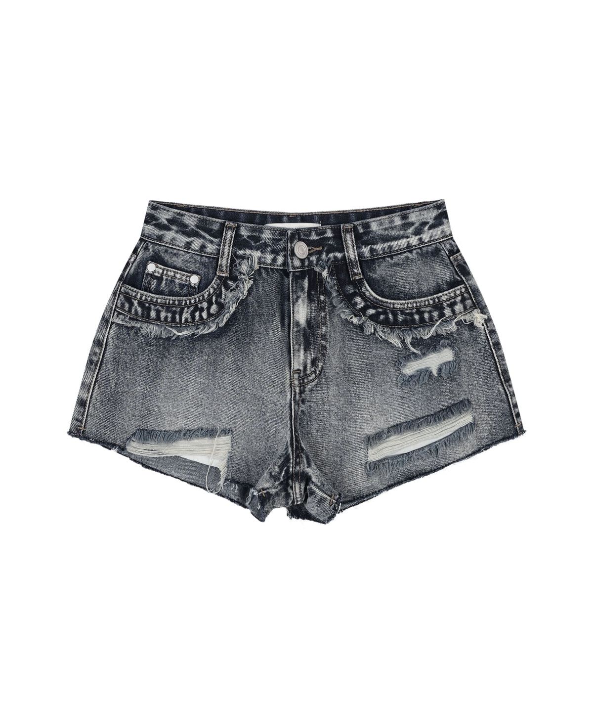 오디너리 홀리데이(ORDINARY HOLIDAY) CUT-OUT FRINGE DENIM SHORTS [DEEP BLUE]